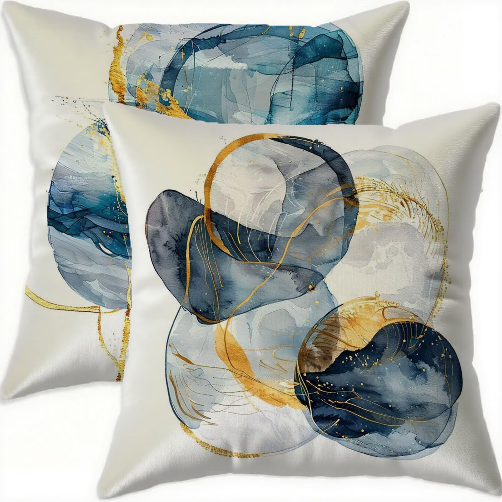 Housse coussin 80x80cm bleu velours lot de 2 imperméable pour canapé