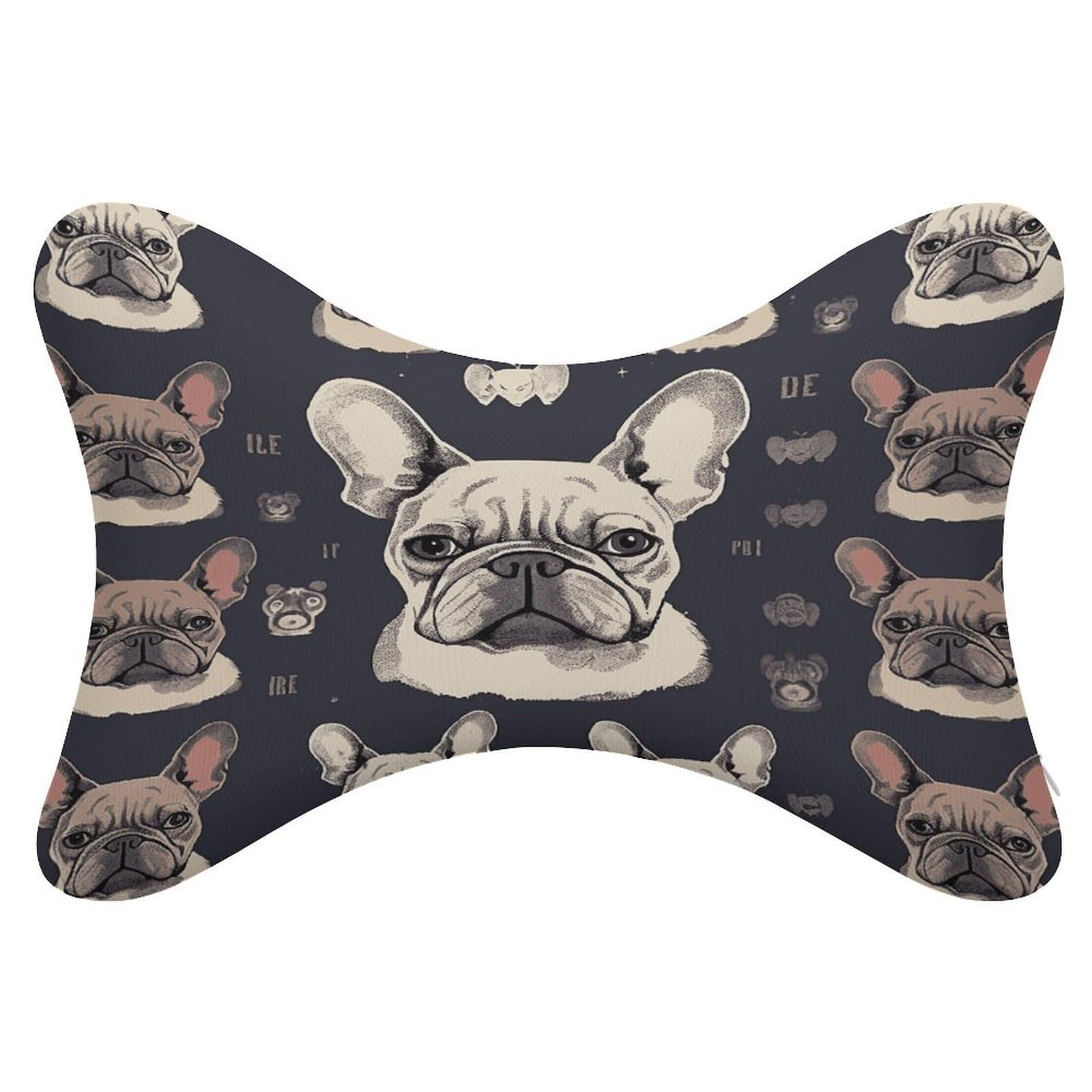 VstaDank I Love French Bulldog Car Neck Pillows 2 Pack Removable Ergonomic Cervical Support Pillow Fashion Cozy Bone Shaped Pillows Soft Car Headrest Pillow for Office Airplane Most Car