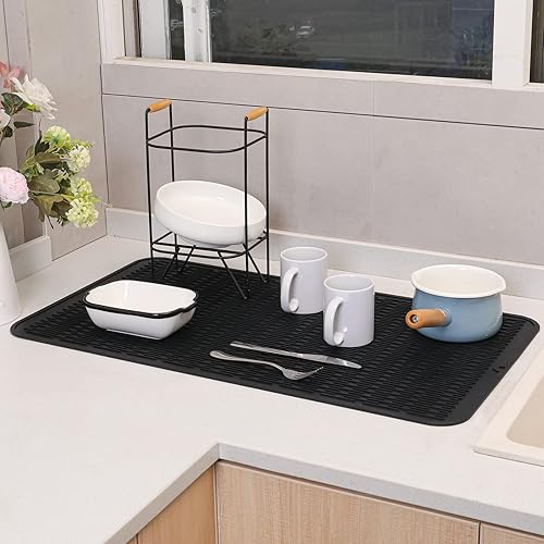 Miniatura 363 de Tapete de silicona para secado de platos para múltiples usos, fácil de limpiar, ecológico, resistente al calor, tapete de silicona para encimera