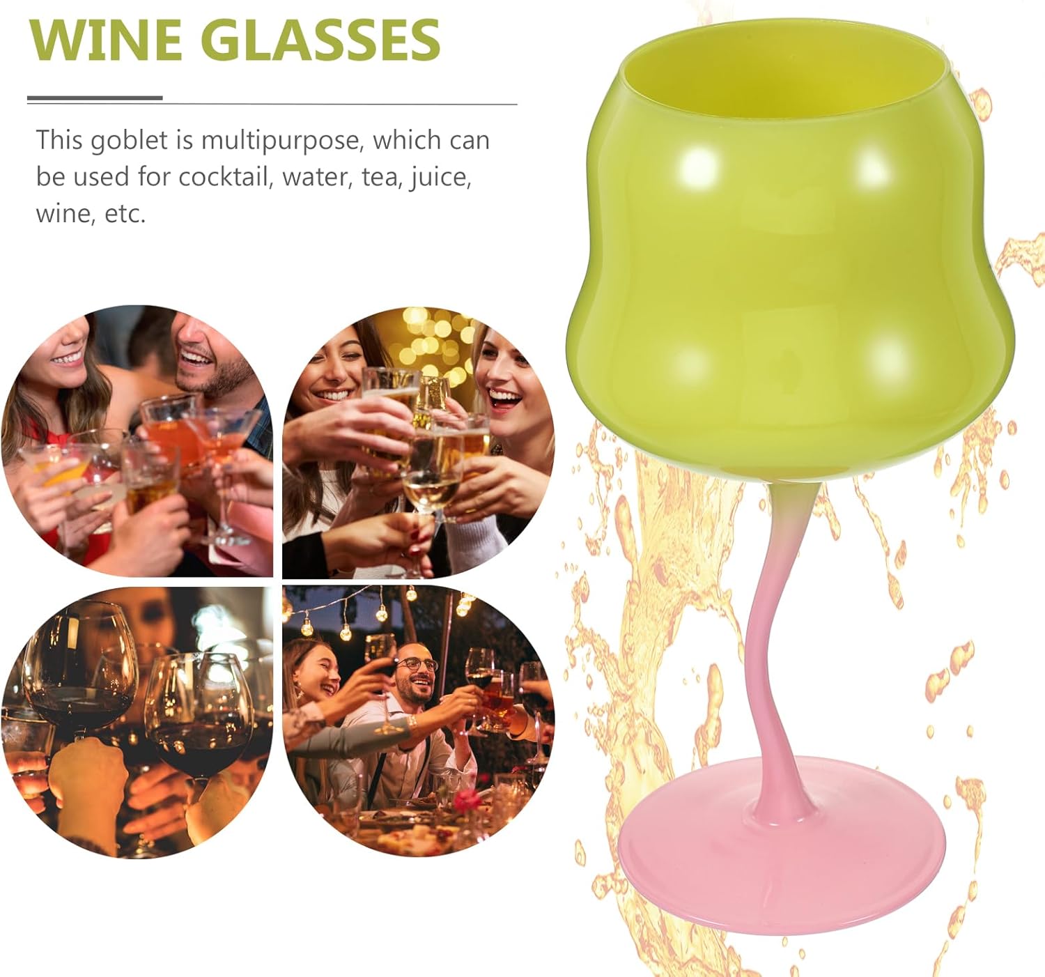 Amosfun Rose Shaped Wine Glasses Stem 3.74 Inch Vintage Goblet Glassware for Rustic Dining and Cocktail Parties - Image 6