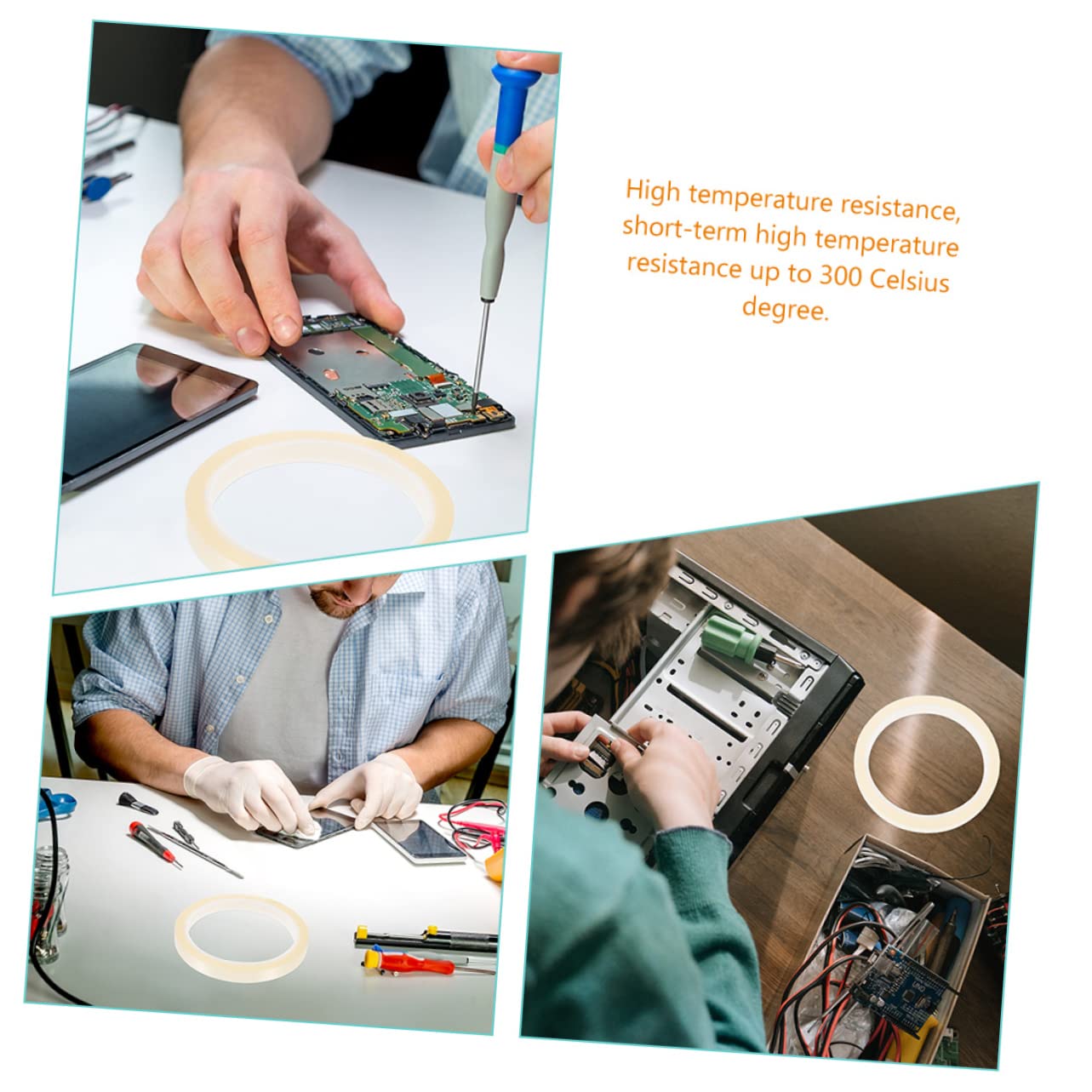 Ciieeo 4rolls Transparent Heat Resistant Tape for Soldering Electronics High Temperature Adhesive Tape with No Residue for Circuit Boards and Thermal Transfer Applications