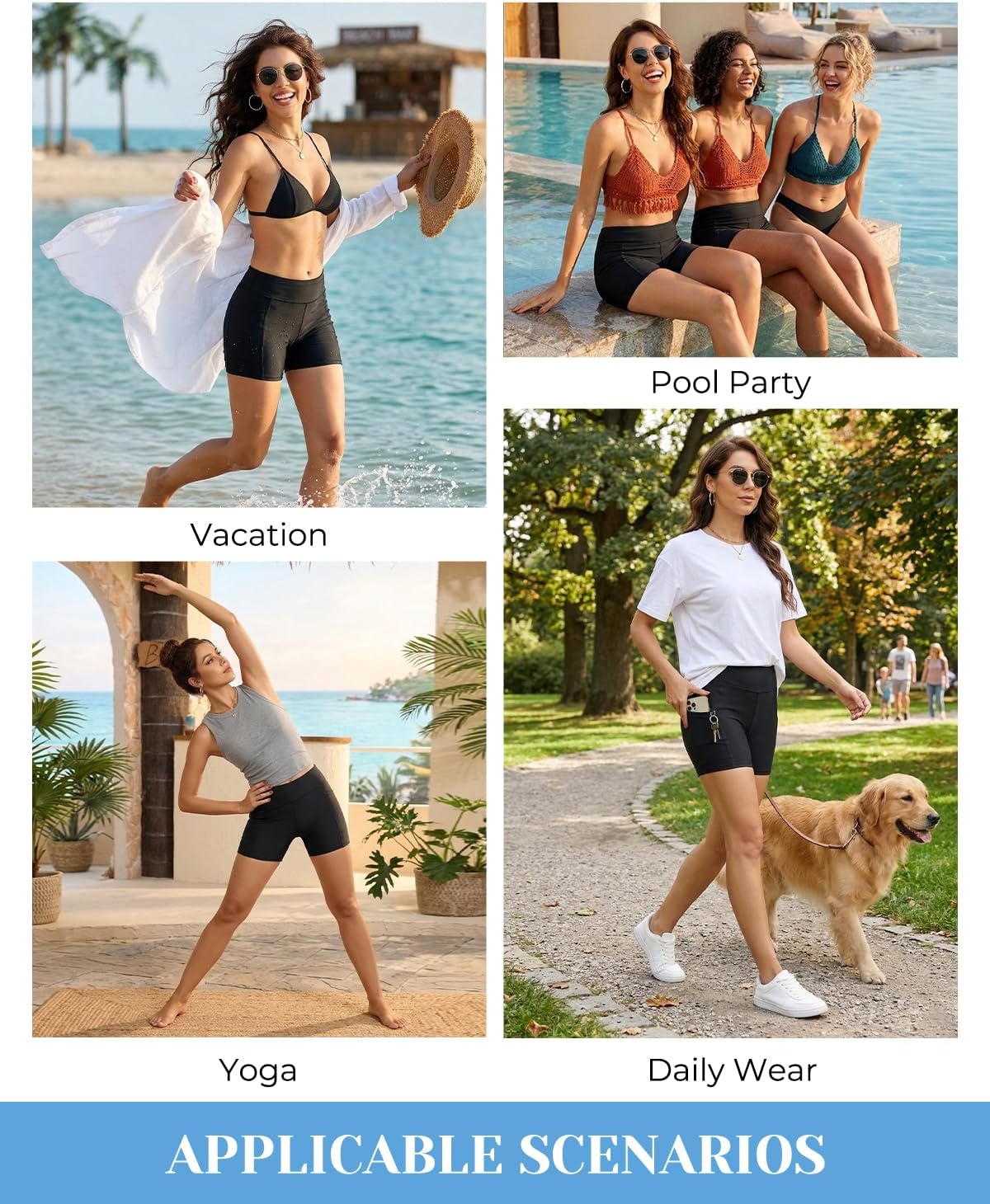 Daci Womens Tummy Control Swim Shorts - 3"/5" High Waisted Bathing Suit Short with Pockets Liner UPF 50+ 2026 Swimsuit Bottom