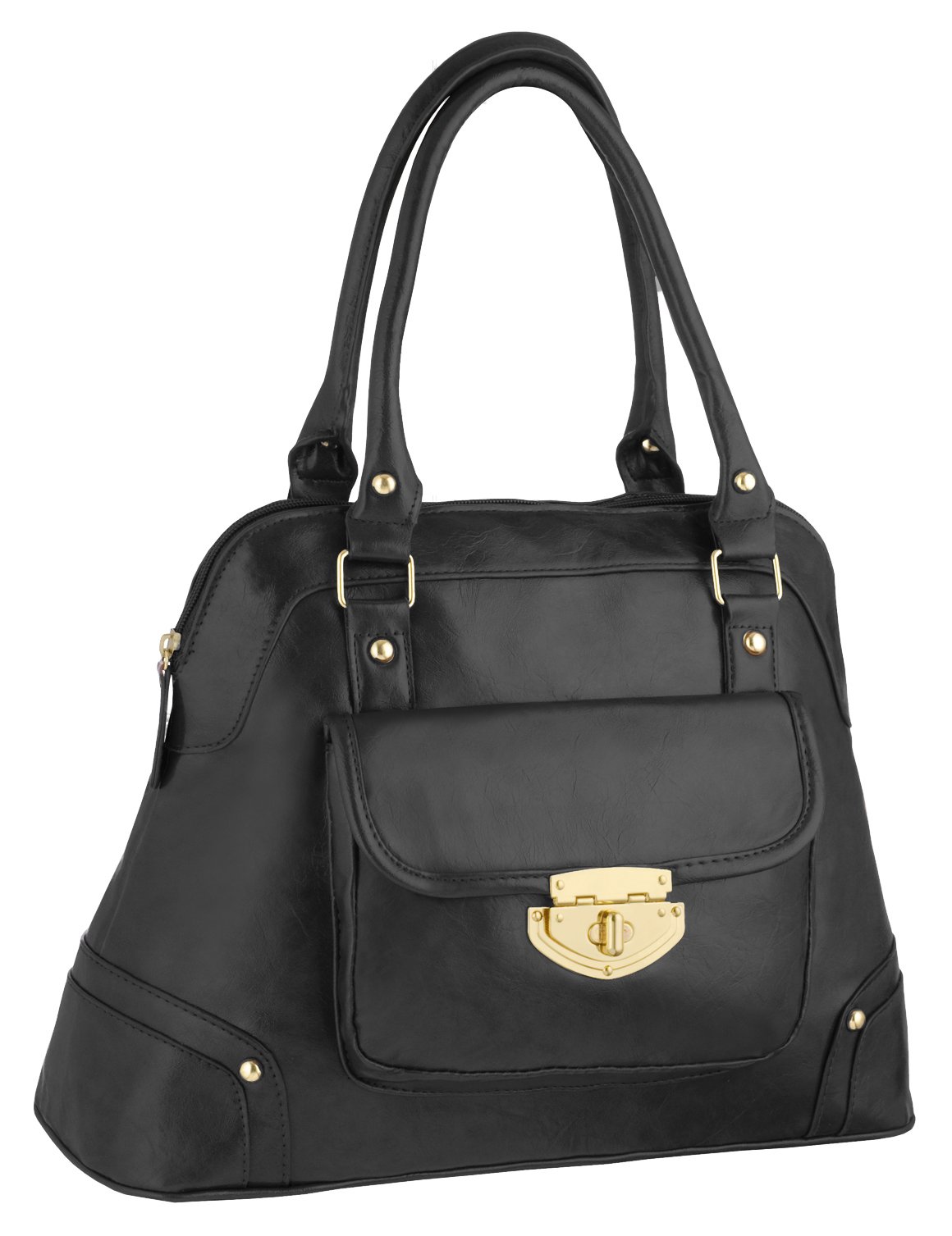 Eye Catch Womens Ula Designer Faux Leather Tote Bag Ladies Shoulder Handbag Black