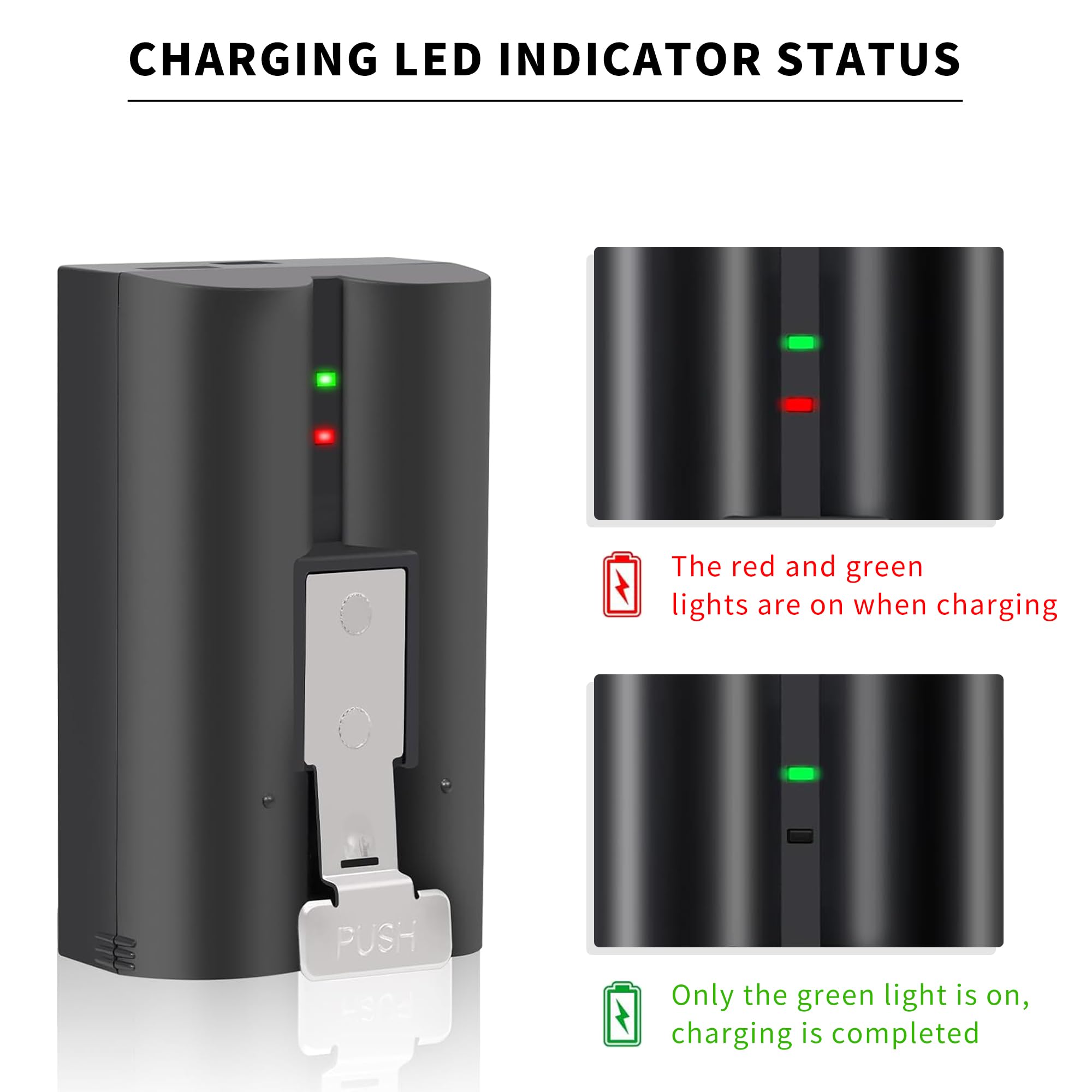 Paquete De 2 Baterías De Repuesto De 6040 MAh Con Estación De Carga Para Cámara De Timbre De Anillo 2/3/4, Cámara De Foco Y Cámara Adhesiva, Baterías Recargables De Iones De