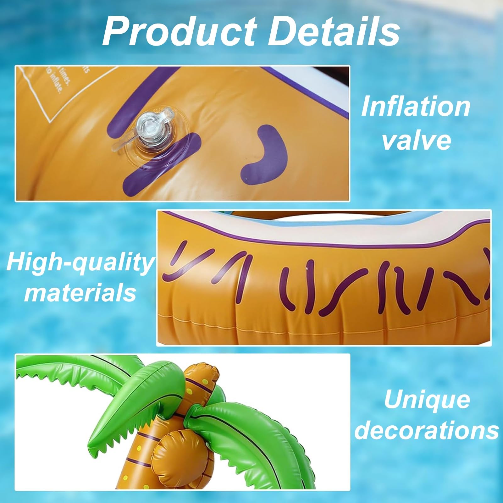 Colchonetas Hinchables para Piscinas, Flotador Piscina | Forma de Palmera, Aspecto Divertido, para Fiestas en la Playa, Junto al Mar
