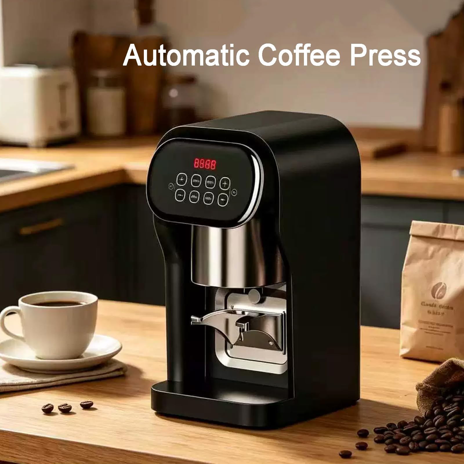 Prensa eléctrica de café – Prensa automática de espresso con presión ajustable de 10 a 30 kg y 1 a 3 ajustes de apisonamiento para cafeterías y uso doméstico
