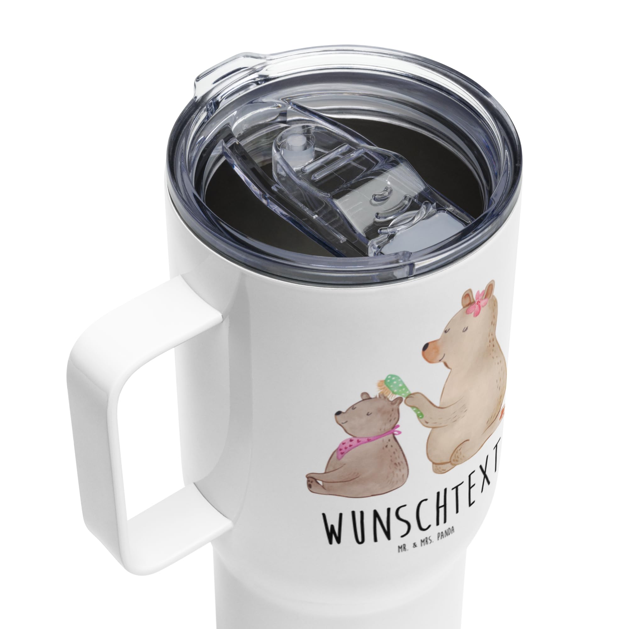 Mr. & Mrs. Panda Personalisierter XXL Thermobecher Bär Kind - Personalisierte Geschenke, Reisebecher, XL, PersonalisierteXL Reisetasse, Mutter, Muttertag, Vorbild, Familie