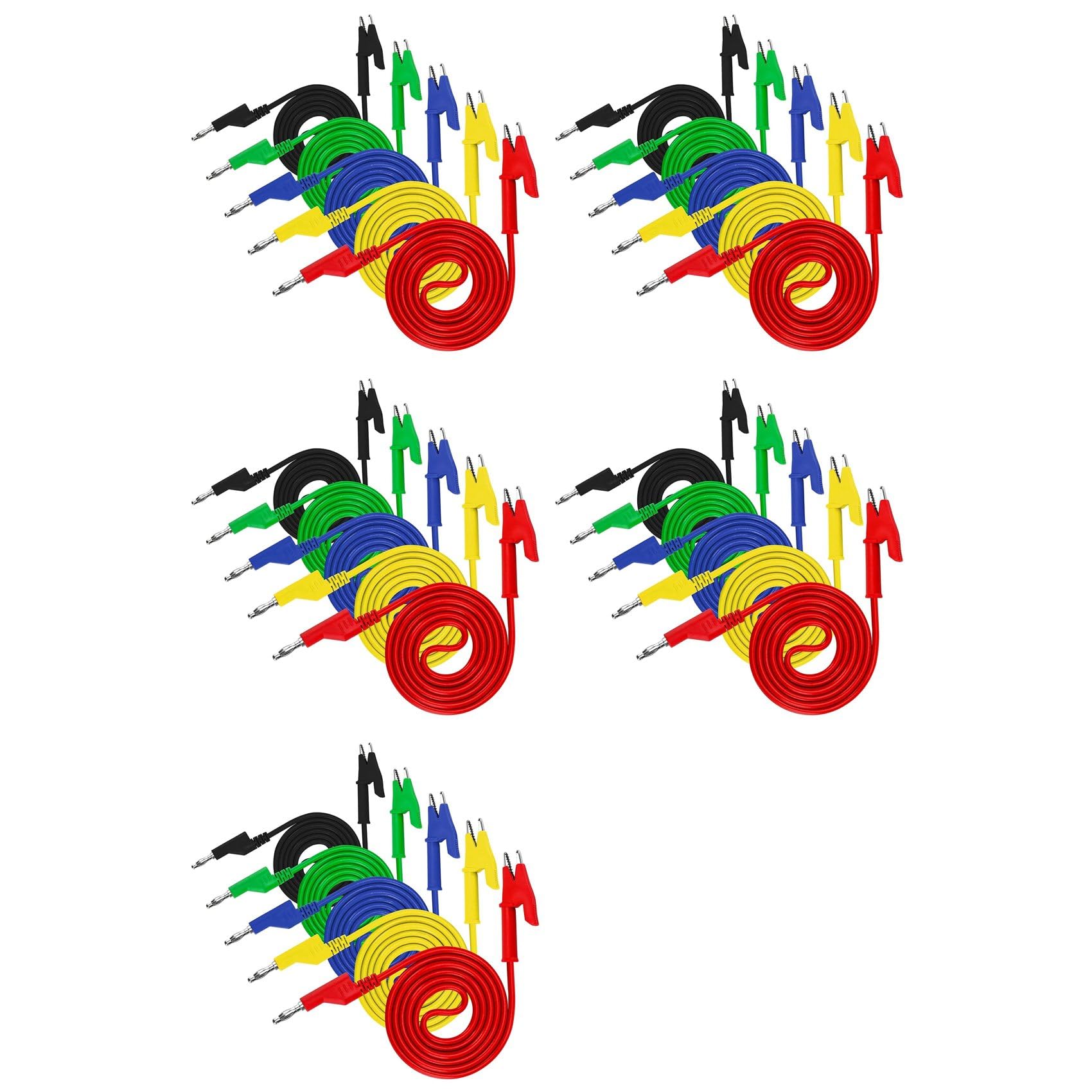 Jnchdghwa Photo Color 25Pcs 4Mm Multimeter Banana Plug To Alligator Clips Test Lead For Electrical Testing Wires And Alligator Clip Cable