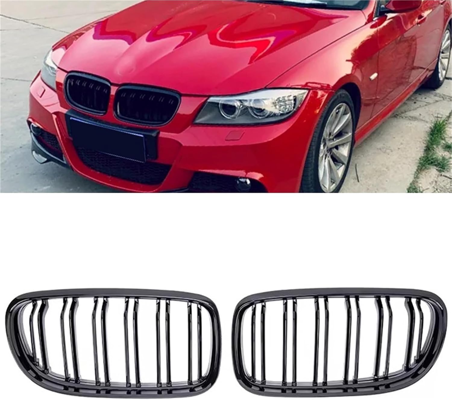 Compatible with BMW 3 Series E90 E91 LCi 320i 318i 325i Car Front Kidney Double Slat Grill Grille Racing Grills 2009-2012 Auto Accessories