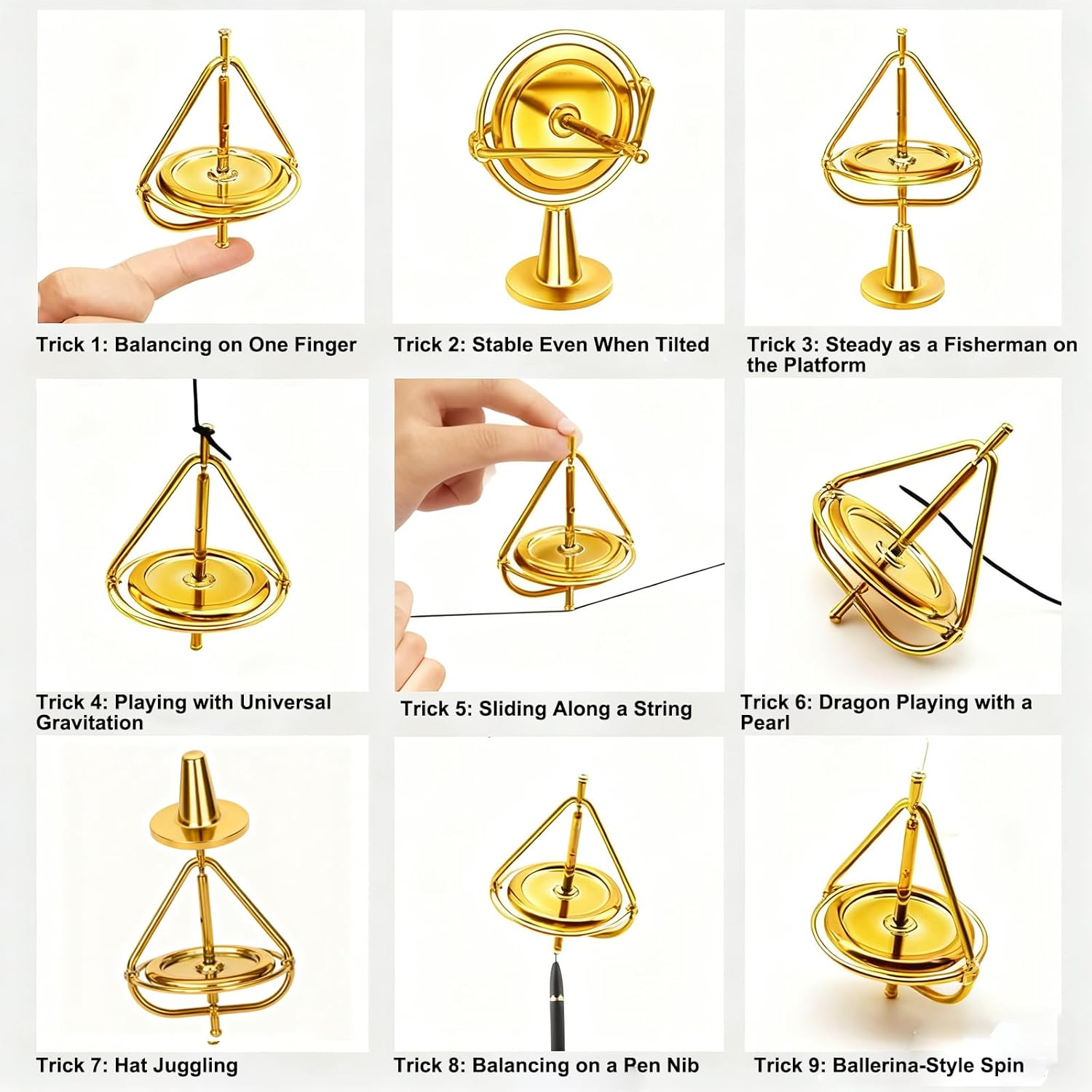 Gyroscope,Anti-Gravity Spinner Toys,Long-Lasting Spin,Physics Toys,Precision Gyroscope,Metal Anti-Gravity Spinning Top Balance Toy,Educational Gift, Premium Fidget Toy