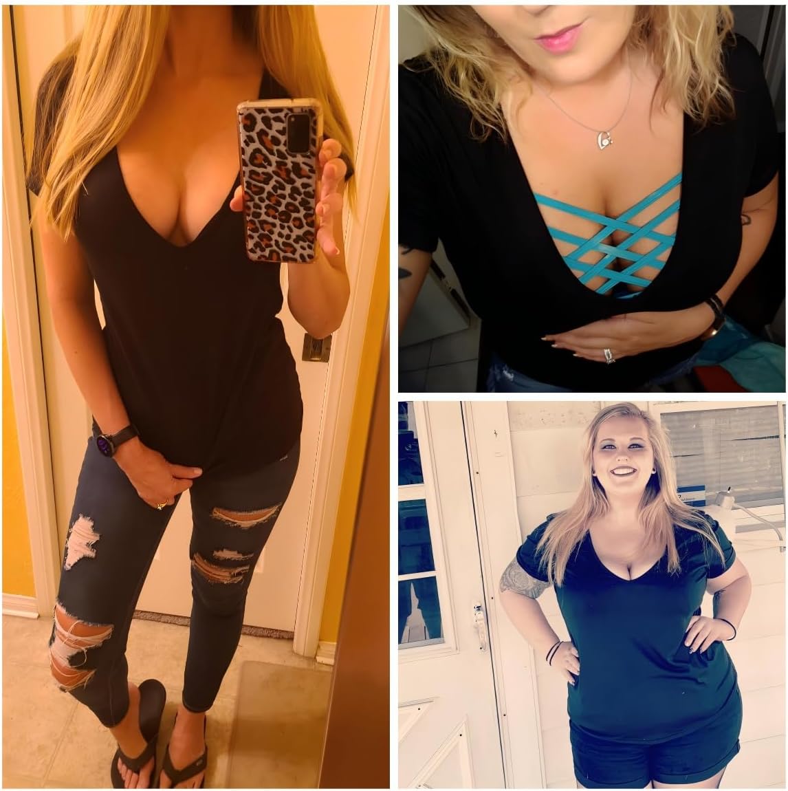 Beyove Sexy Tops for Women Deep V Neck T-Shirt Summer Short Sleeve Going Out Top Vacation Outfits - Image 4