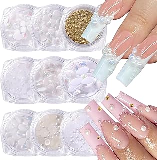 DANNEASY 9 cajas de perlas para uñas, corazón...
