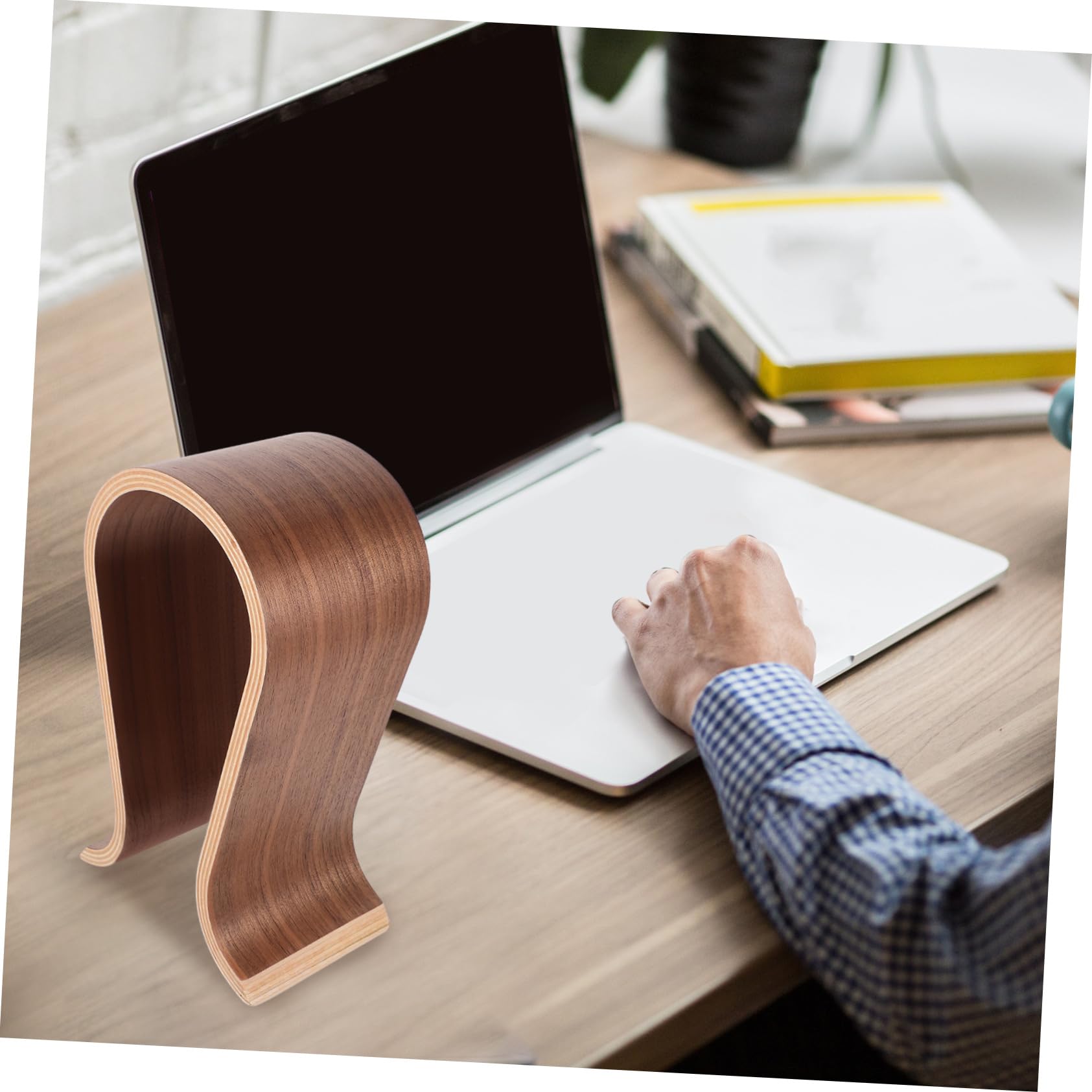 Soporte De Auriculares De Madera Natural Diseño u Estante para Auriculares para y Escuela Ahorrar y Organiza Escritorio