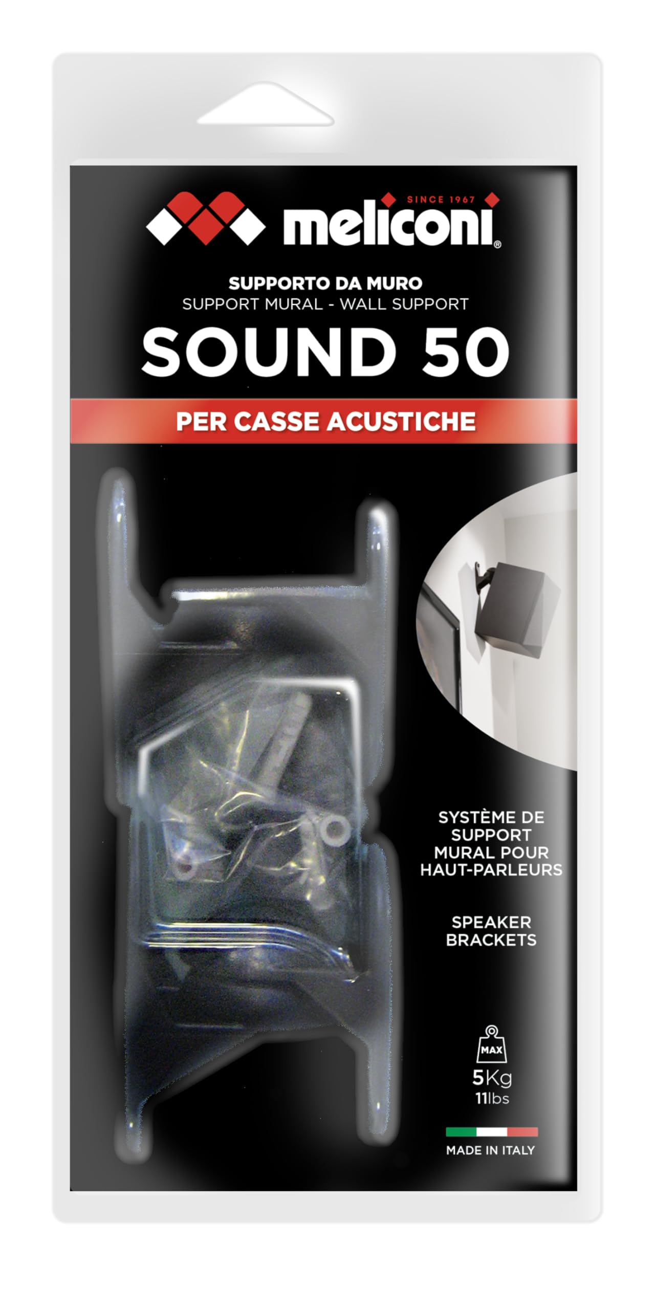 Supporti Per Casse Acustiche Meliconi Sound 50 Black | Coppia A Parete Con Inclinazione Regolabile - Foto 12