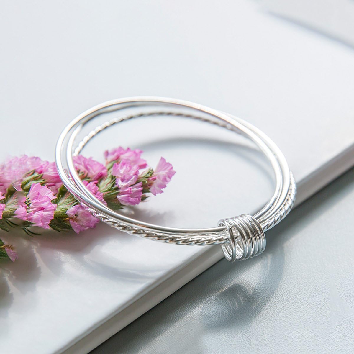 925 Sterling Silver Bangle Bracelet Stackable Bangles for Women - Image 2