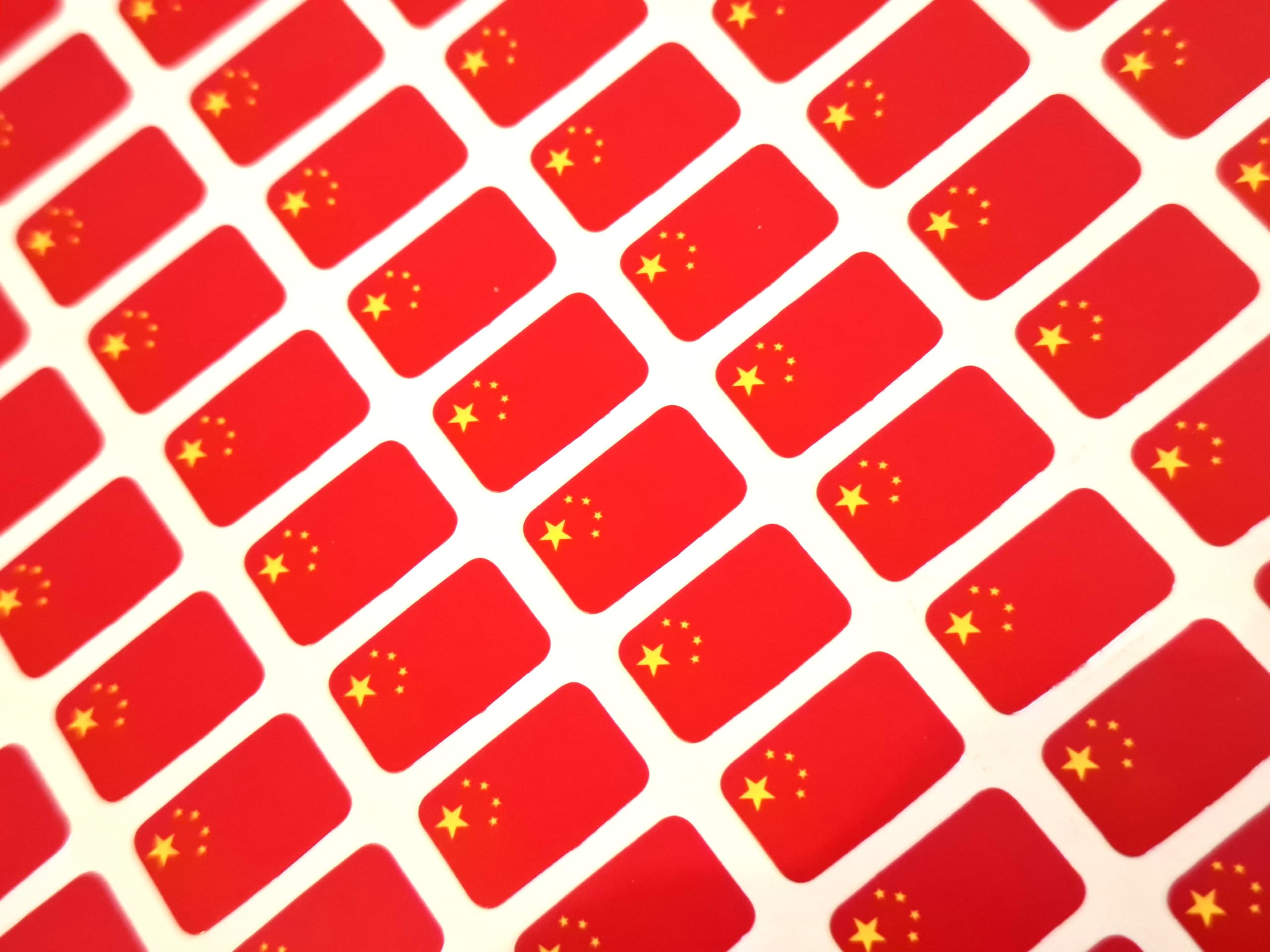 Minilabel Mixed Pack Of 110 Small Mini 16X10mm China Chinese Durable Plastic Flag Stickers, Sticky Labels