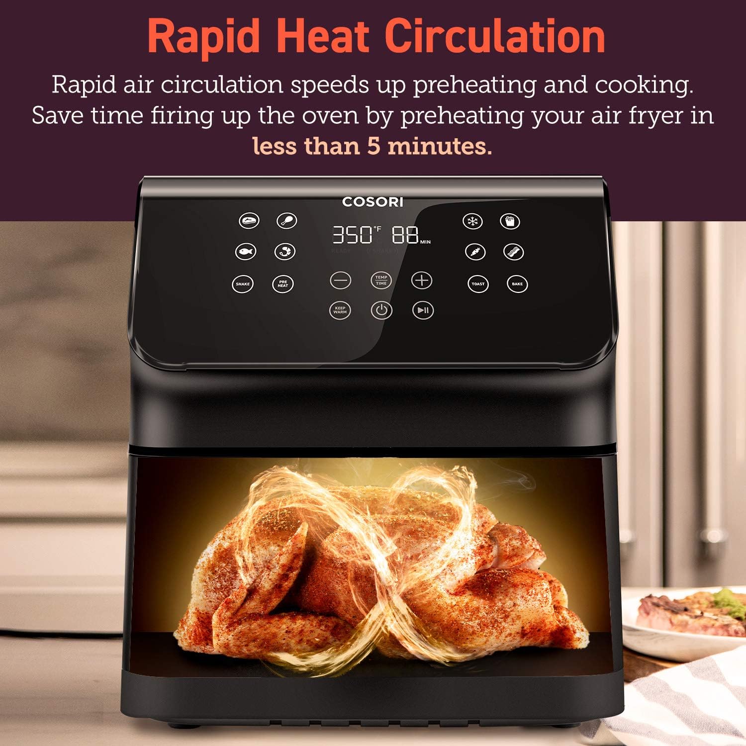 COSORI Air Fryer(100 Recipes), 12-in-1 Large XL Air Fryer Oven with Upgrade Customizable 10 Presets, Preheat, Shake Reminder, Digital Hot Oilless Cooker, 5.8QT, Black : Home & Kitchen