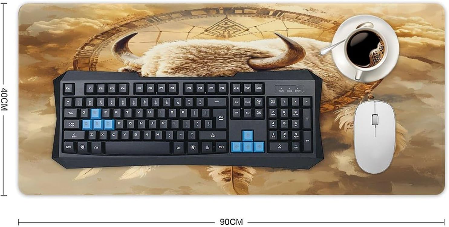 Dreamcatchers Bison Desk Pad Mouse Pads Protector with Anti-Slip Rubber Base for Home and Office E-Sports Room 40x90cm