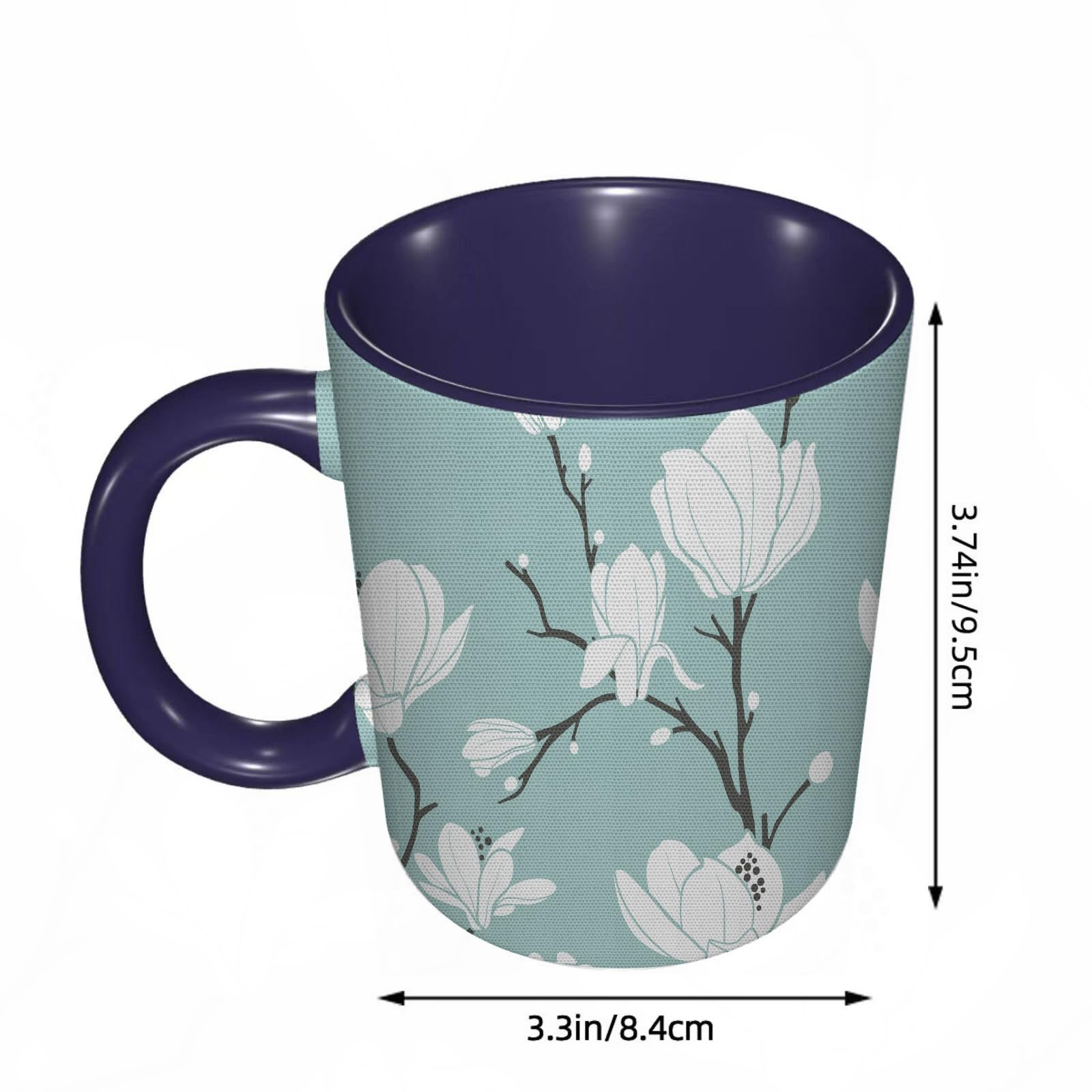 Taza Divertida De Cerámica De 14 Onzas,Flor Botánica Floral Flor Flor Ed Tema Natural Ramas Patrón.R Imprimir,apta Para Lavavajillas, Regalos De Computadora,regalos Geek Para Hombres, Taza De Ciencia