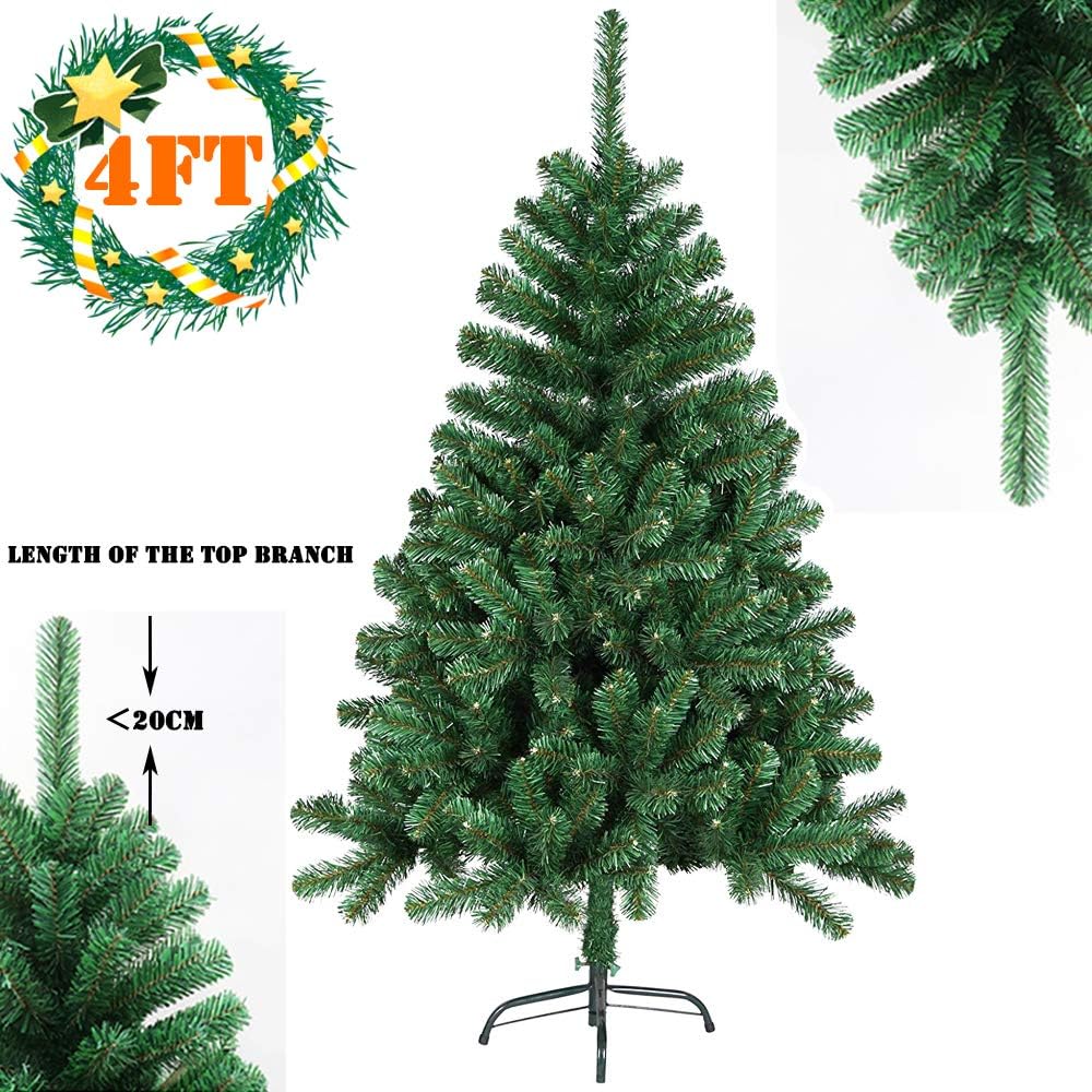 4ft Christmas Tree Artificial Full Christmas Pine Tree Small Unlit Hinged Fir Holiday Tree with Sturdy Metal Legs - 260 Tips, 4 Feet