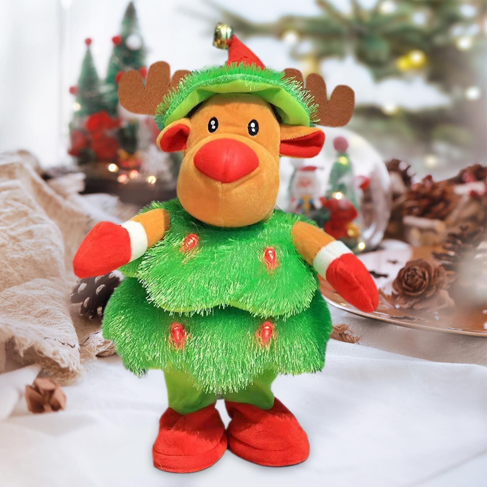 Giocattolo Pupazzo di Neve Natale Musicale Interattivo a Batteria | Bambola di Peluche Natalizia per Casa, Ufficio, Soggiorno, Camera da , Festa, Interno Auto, Appartamento