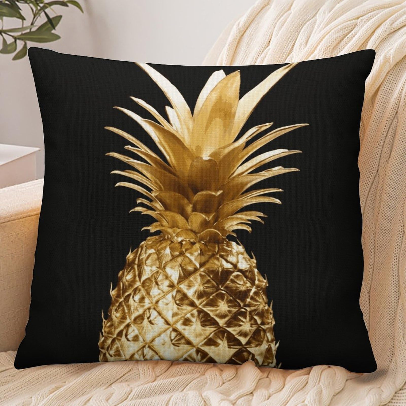 Fekiloot Style Gold Pineapple Pillowcase Pillow Sham Pillow Case