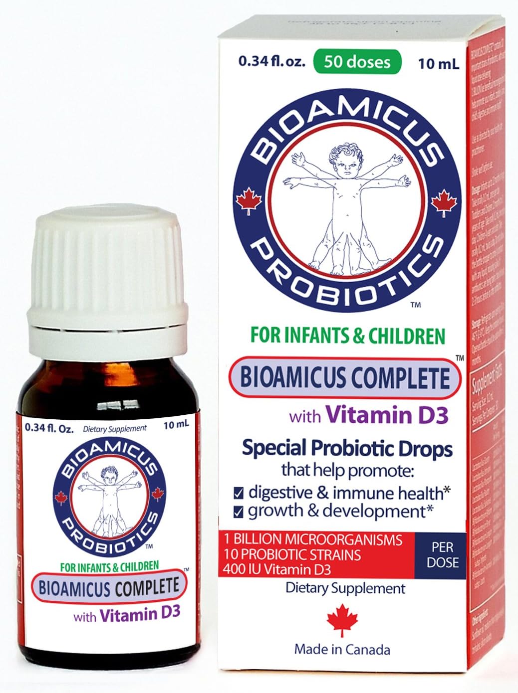 Buy Bioamicus Complete Infant Toddler Probiotic Drops With Vitamin D3 10ml 50 Doses Online In Germany B01n590ynk