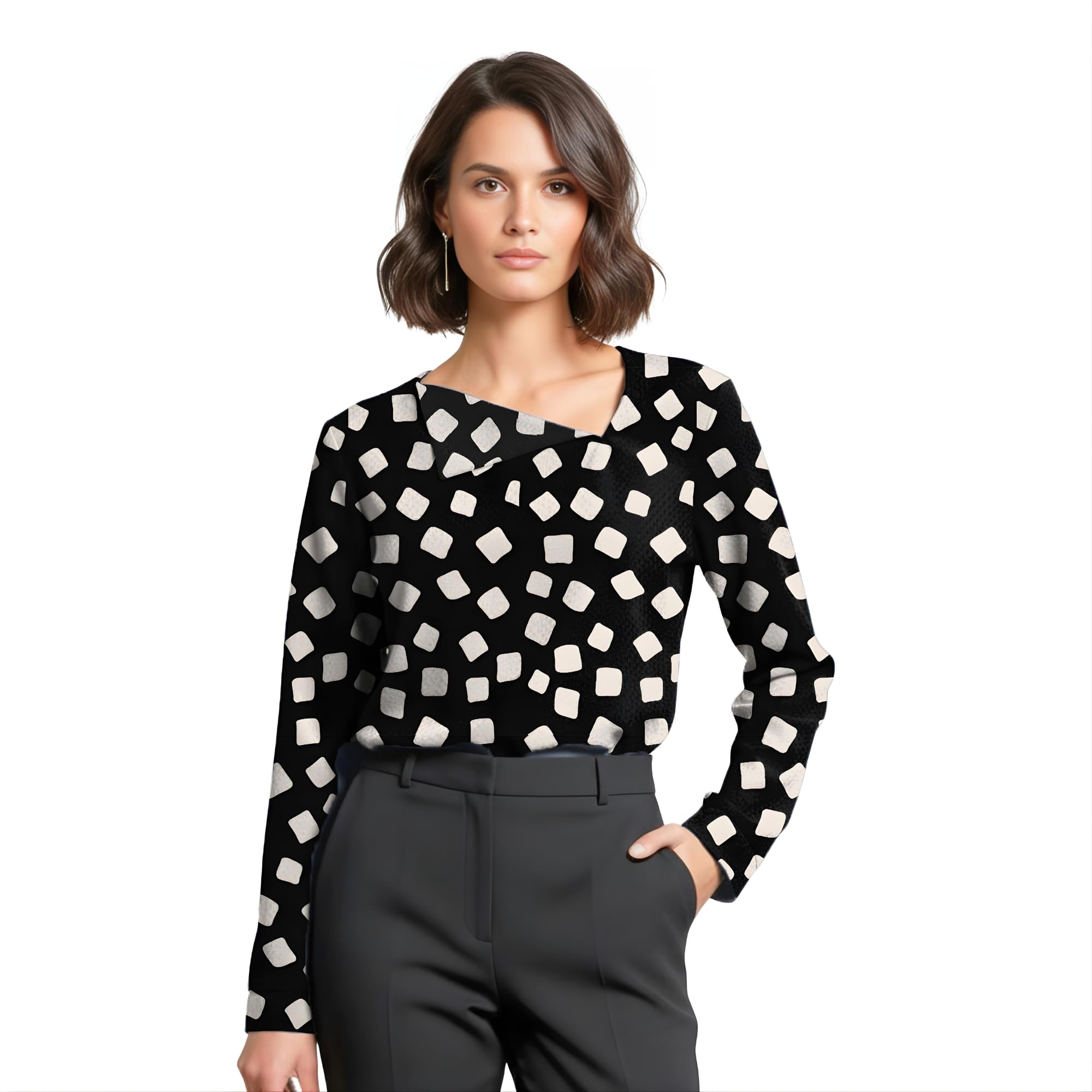 Cloud Square Asymmetrical Formal Office Shirt for Women | Women Stylish Western Tops-image-40