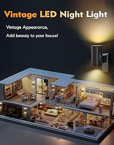 Night Lights Plug into Wall, LED Plug in Night Light, Dusk to Dawn Light Sensor, 0-100LM Adjustable Brightness Wall Light, Soft White 3000K, Dimmable Night Lights for Hallway Bedroom Stairway, 2 Pack