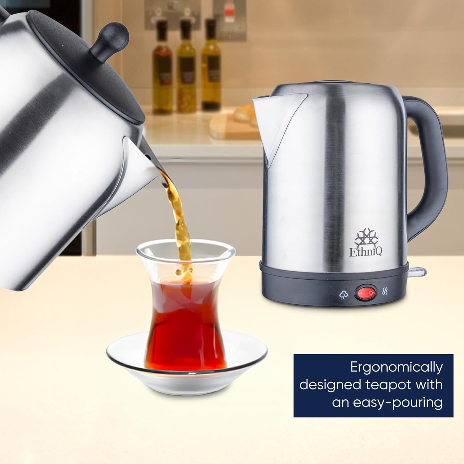 EthniQ Stainless Steel Electric Turkish Tea Maker with Infuser