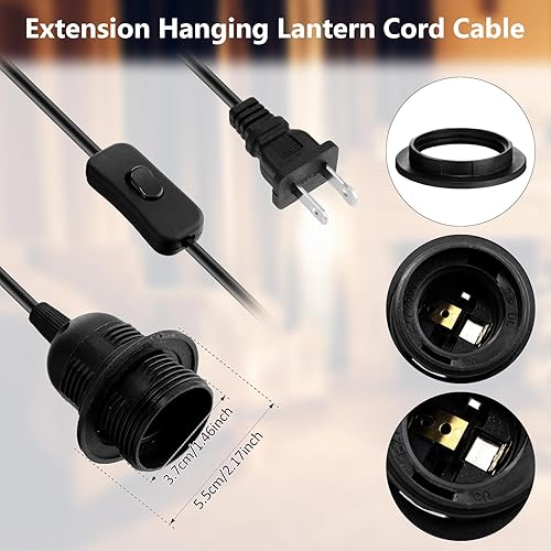 Miniatura 4 de Reginary Kit de 6 cables de luz colgante, cable de extensión de cable de extensión con interruptor de encendidoapagado en línea, kit de lámpara de