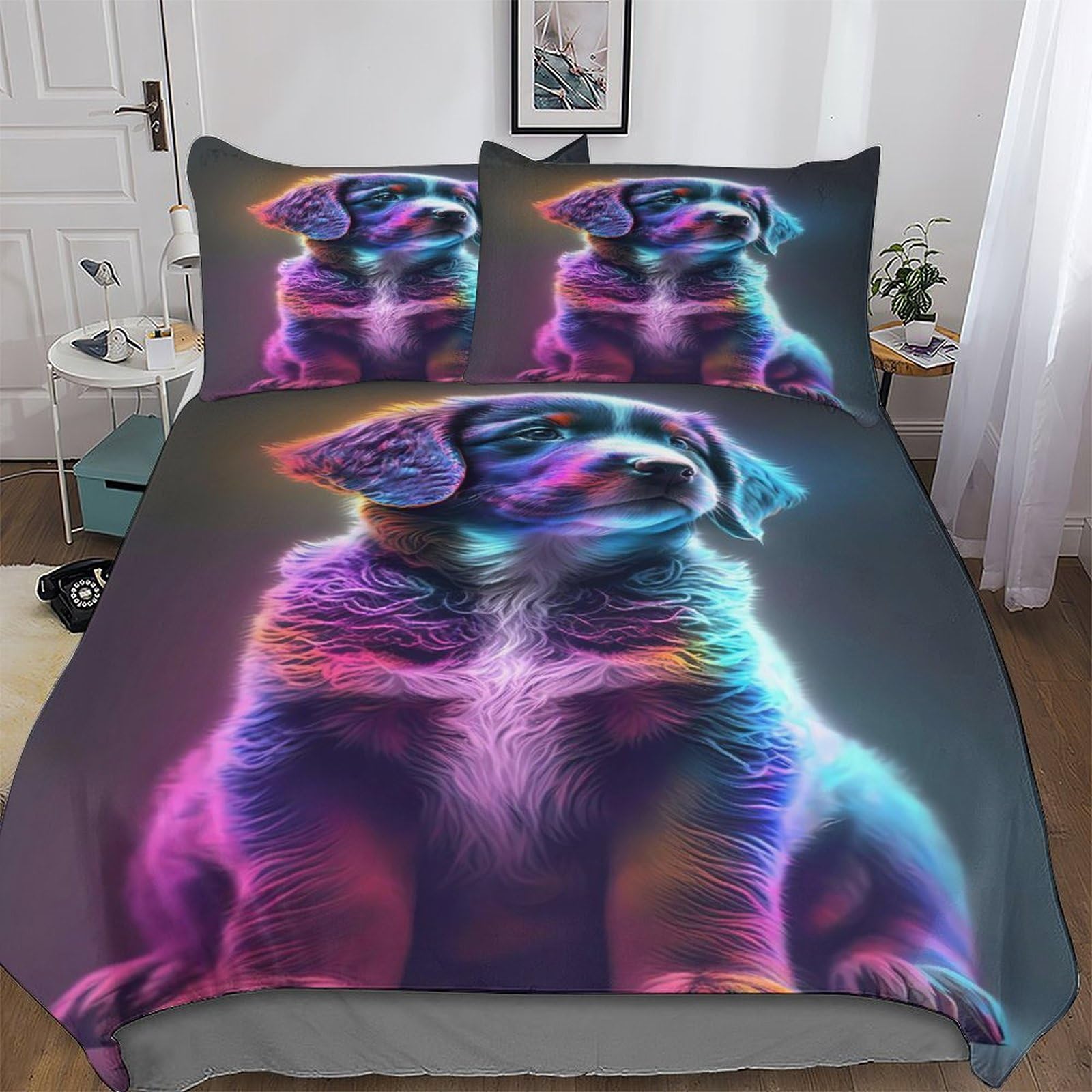 Housse de couette chien pour lit enfant et adulte créant une chambre cocooning