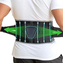 KONSEDIK Back Brace for Herniated Disc,Lower Back Pain Relief,Strain,Adjustable Lumbar Support Belt,with 6 Stays and Removable 3D Pad,for Men and Women Work,Lifting,Sciatica,ScoliosisMedium