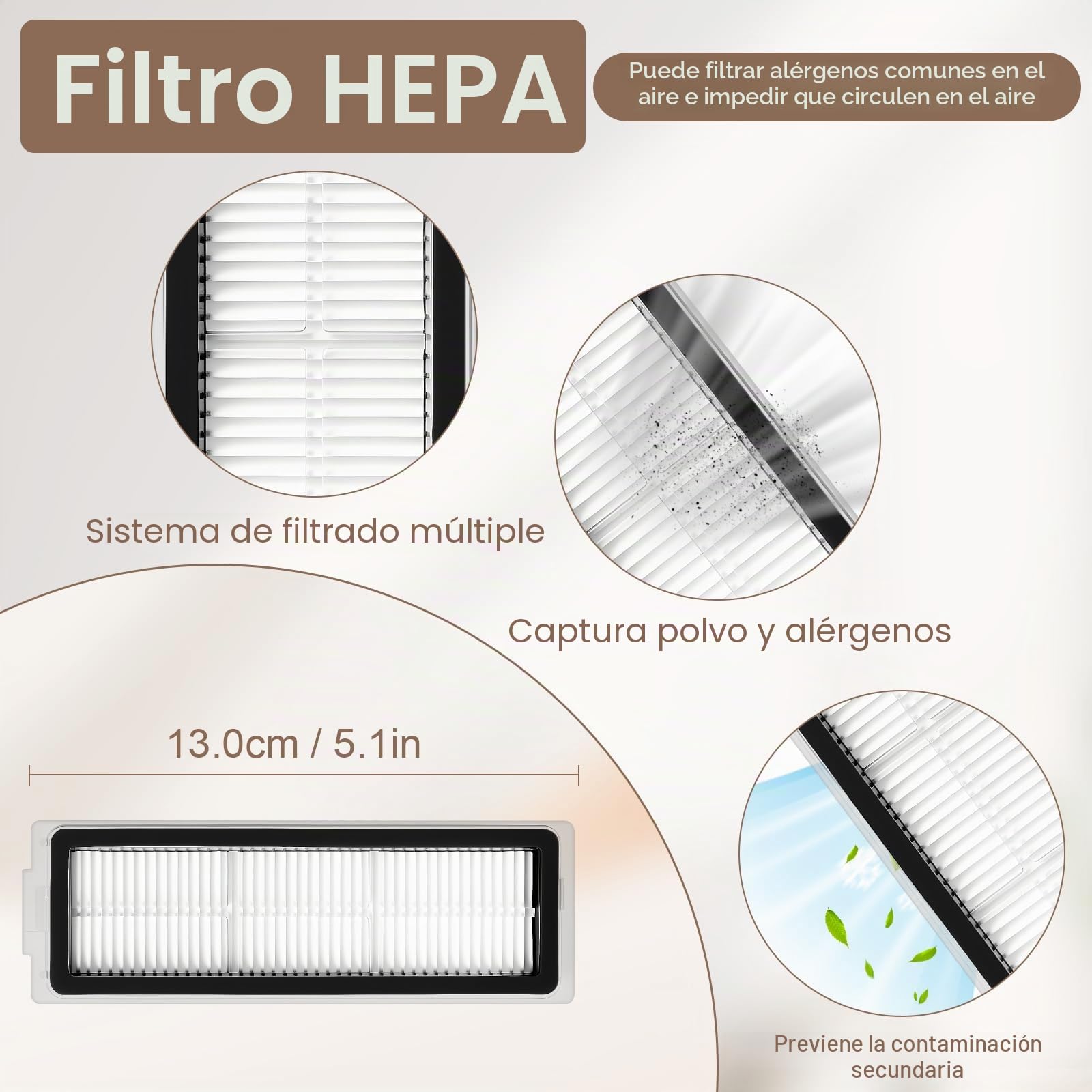 21 Kit de Accesorios de Repuesto para Xiaomi 5/5 Pro Robot Aspirador, 2 Cepillos Principales, 6 Cepillos Laterales, 6 Paños de Repuesto, 2 Filtros, 4 Bolsas para el polvo y 1 Cepillo de limpieza