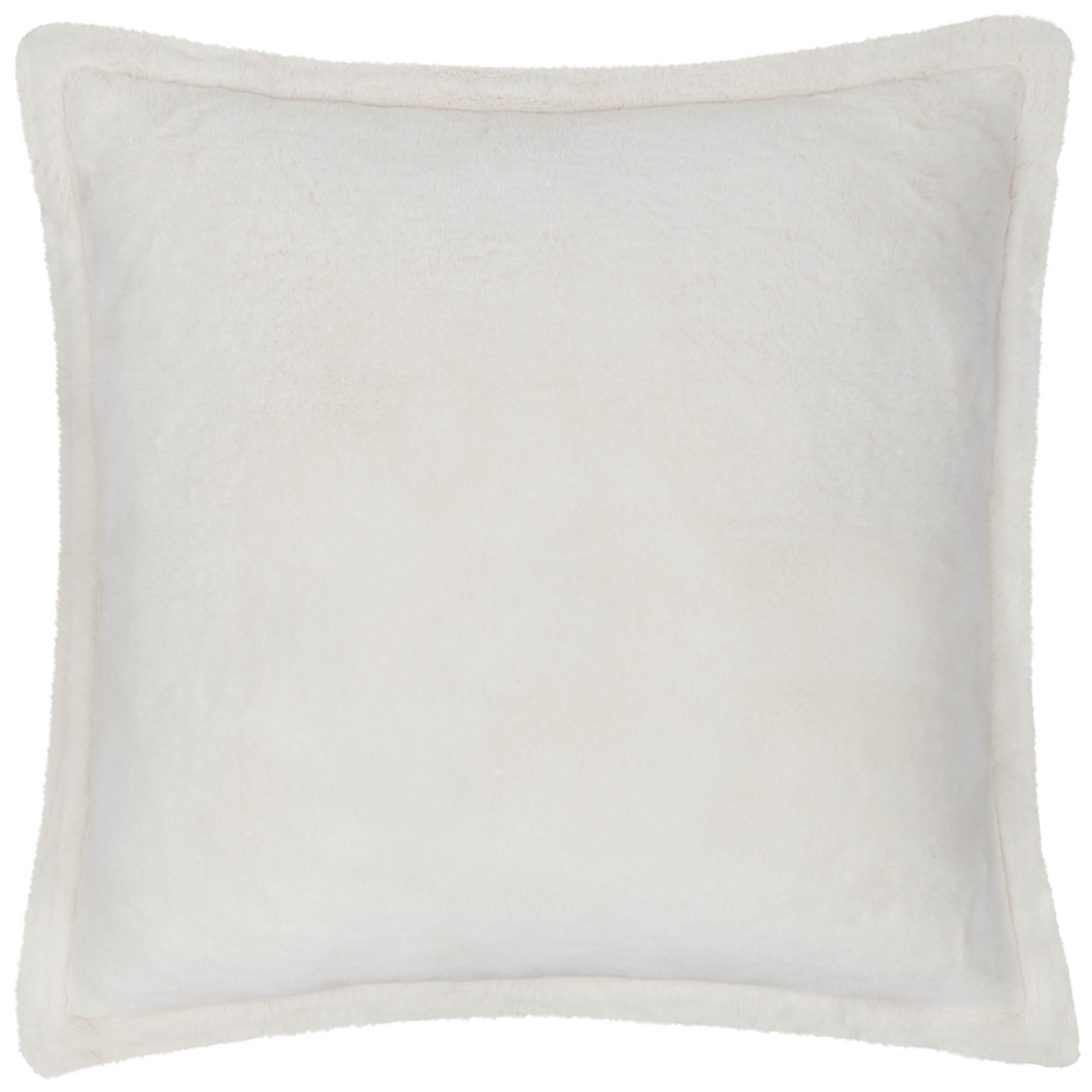 furn. Kallu Kissen mit Polyesterfüllung aus Kunstfell – weiches, Flauschiges Dekokissen mit Oxford-Kante (Ecru – 55x55cm)
