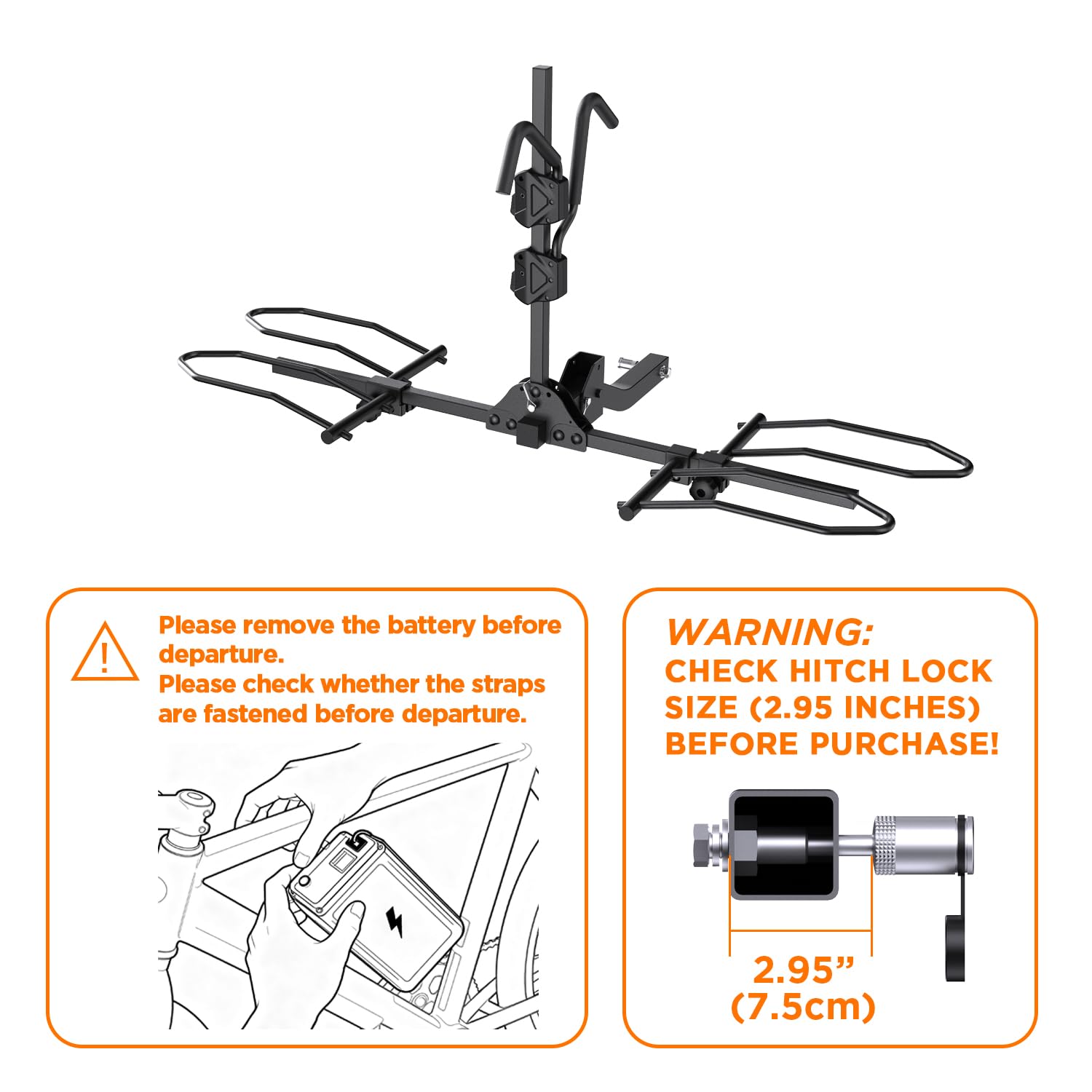 TANX Bike Racks for Ebikes,Fat Tire Bike Rack for Tow Hitch 2-Bike 160 lbs Capacity,Hitch Bike Rack for Heavy E Bike, Wobble Free Smart Tilting Folding Bicycle Car Racks for Standard, 2 inch Receiver