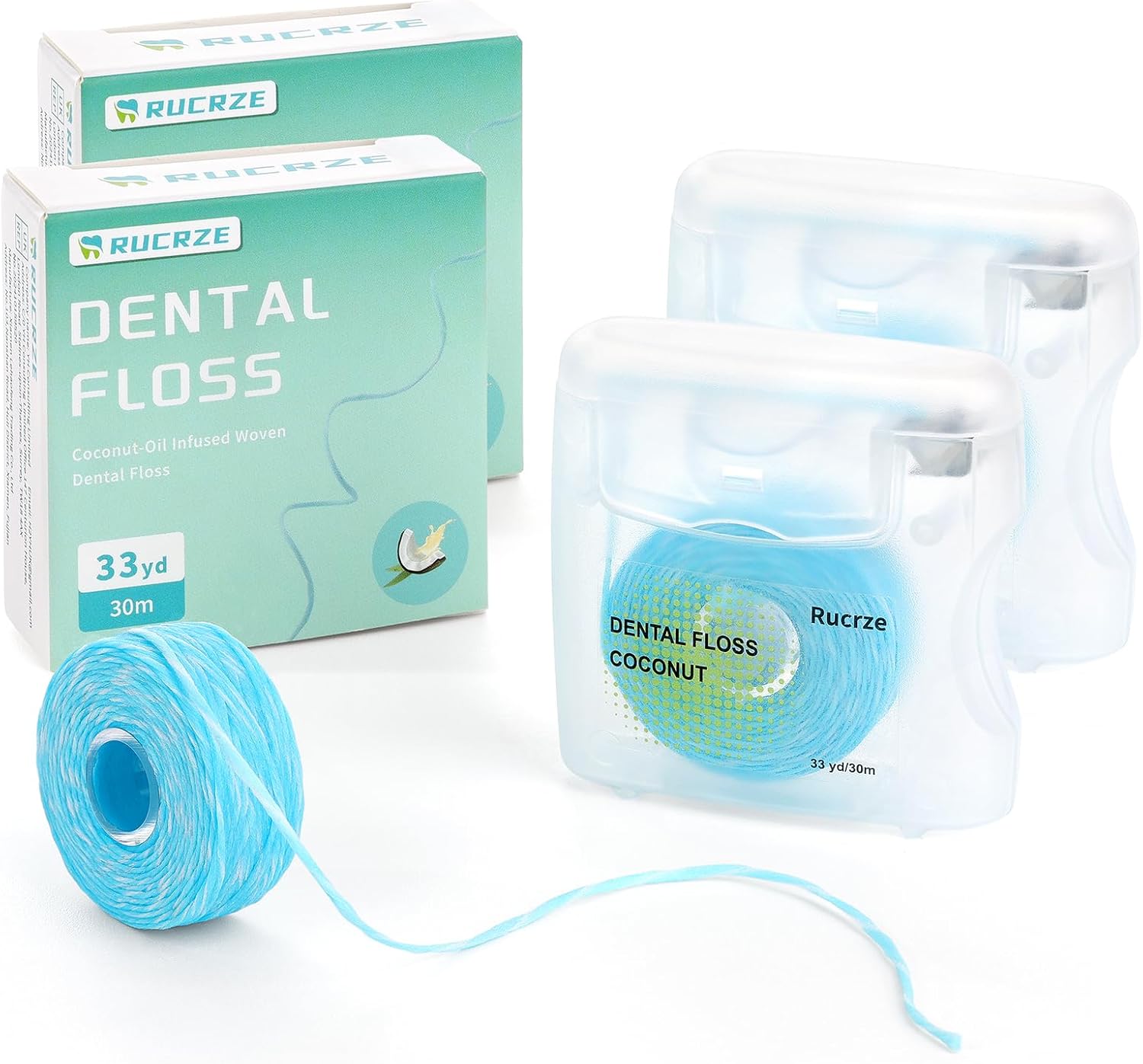 Expanding Woven Dental Floss with Coconut Oil Infused, Mint Scent 2 Pack