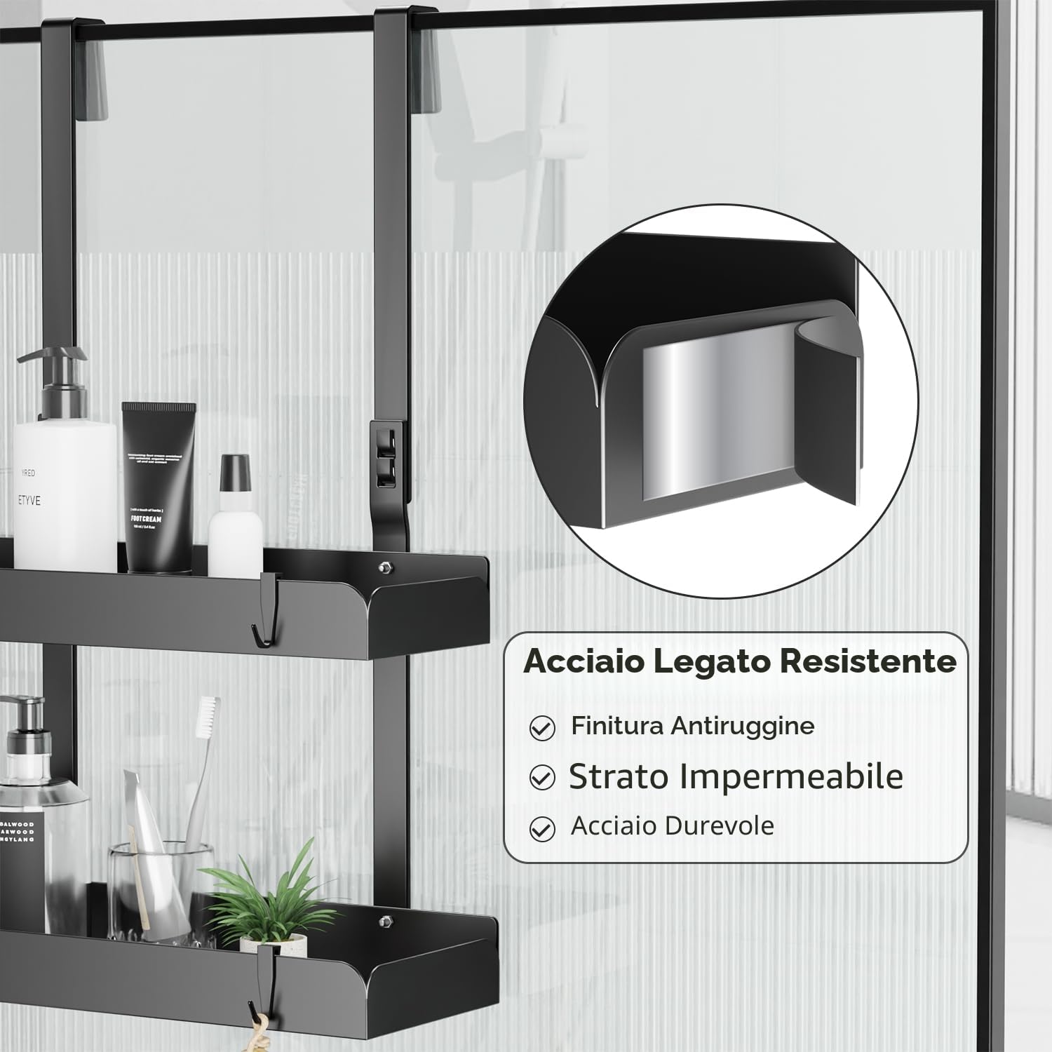 Pickpiff Mensola Doccia Porta Sapone e Bagnoschiuma da Appendere Senza Foratura