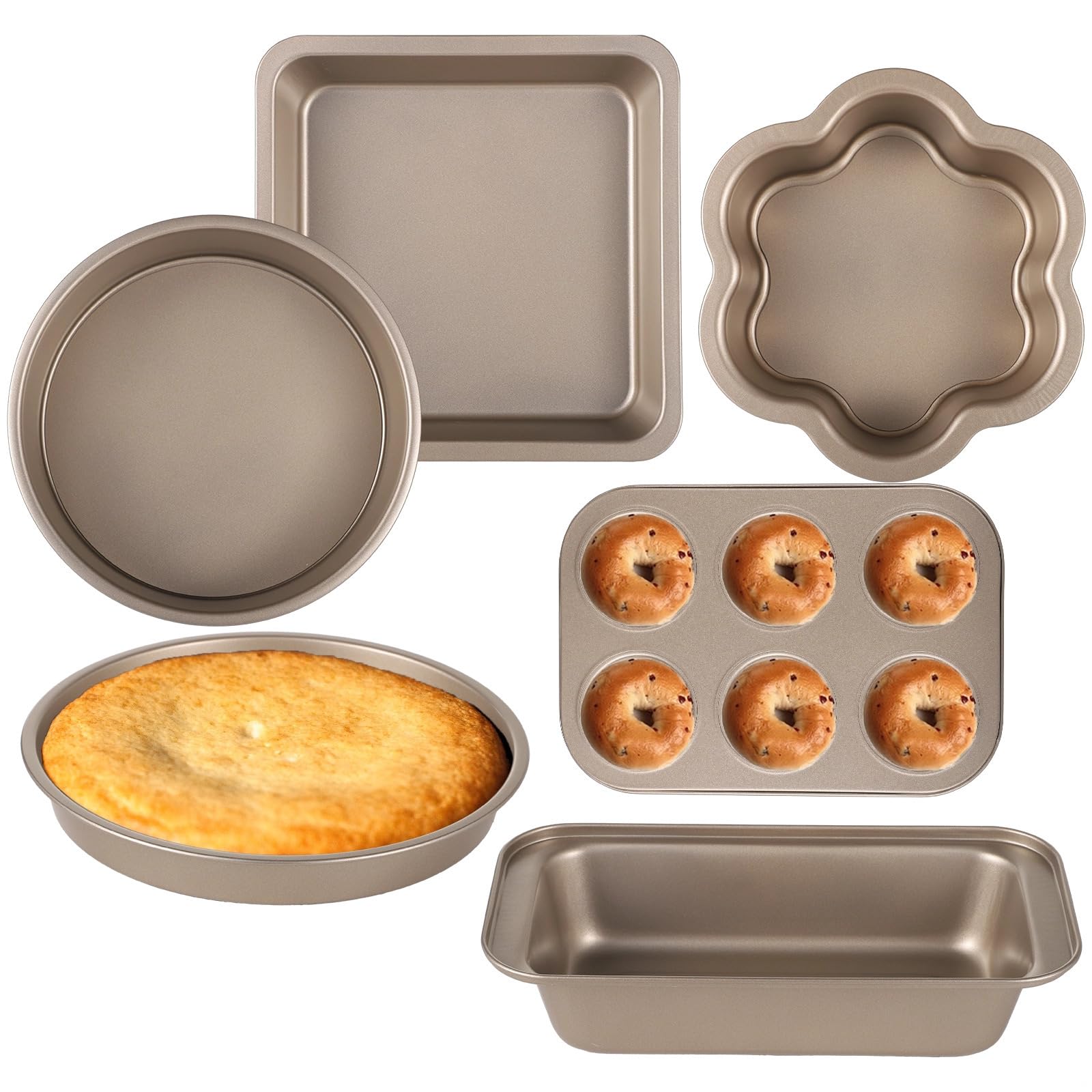 6-częściowy zestaw naczyń do pieczenia ze stali węglowej, nieprzywierające, wytrzymałe formy do pieczenia muffinek, pizzy, ciasteczek, tostów, ciast