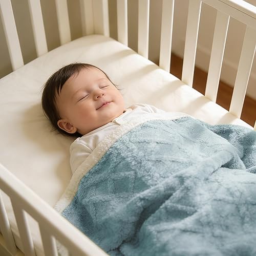 Miniatura 5 de Simple&Opulence Manta de forro polar sherpa, suave, esponjosa, cálida y acogedora, con elegante patrón 3D para sofá y cama, color azul, 30 x 40