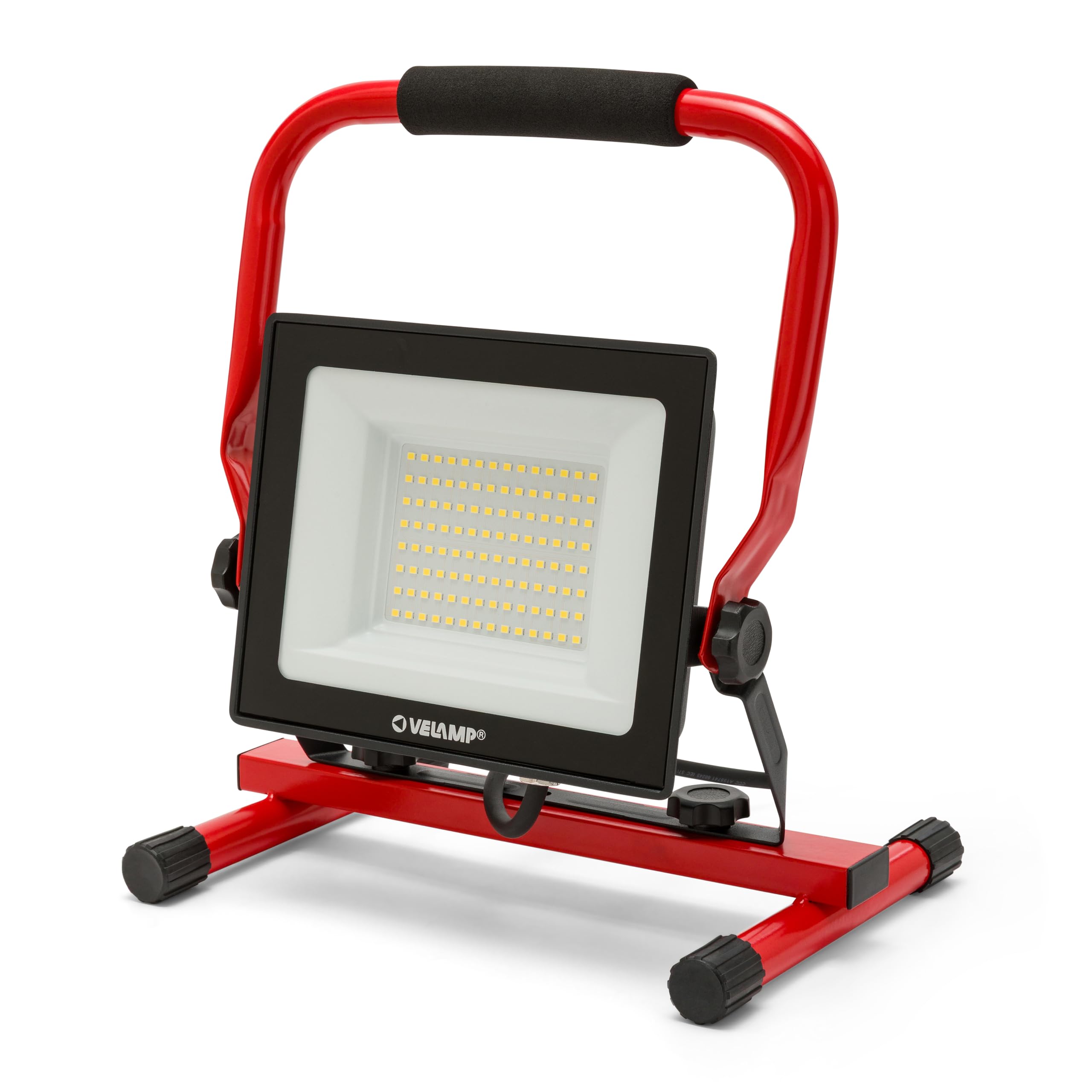 Reflektor budowlany LED o mocy 4500 lm (50 W); lampa robocza z kablem 2 m; wodoodporny IP65, z regulowaną podstawą i łatwy w transporcie. Naturalne światło o barwie 4000 K. Idealny do pracy, na
