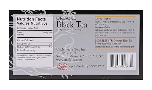 Vista 12 de Uncle Lee's Tea Té negro orgánico – Té de primera calidad, con cuerpo, alternativa al café con cafeína, bolsas de té negro robustas, envueltas