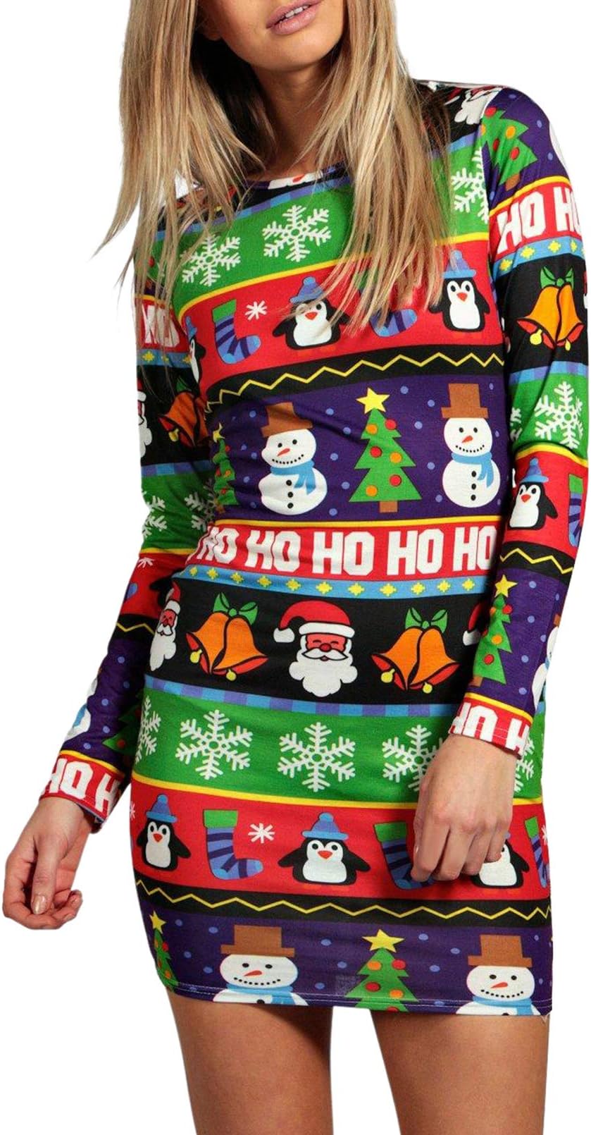 LaSuiveur Women's Sexy Bodycon Mini Dress Long Sleeve Scoop Neck Slim Fitting Club Party Dresses