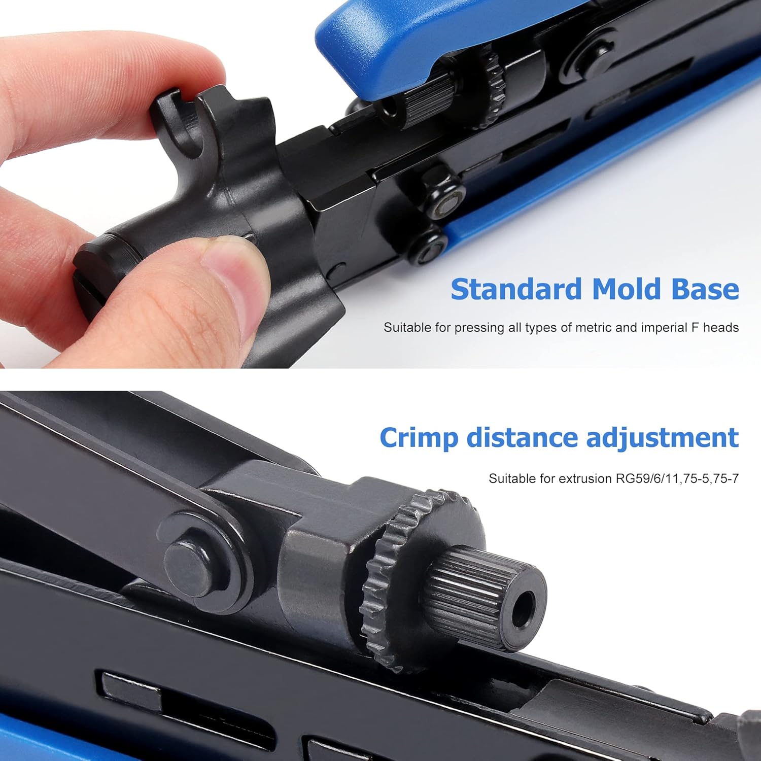 Knoweasy Coaxial Compression Tool Kit with Coax Cable Crimper, F-Type Crimper for RG6 RG59 RG11 and Coaxial Cable Stripper