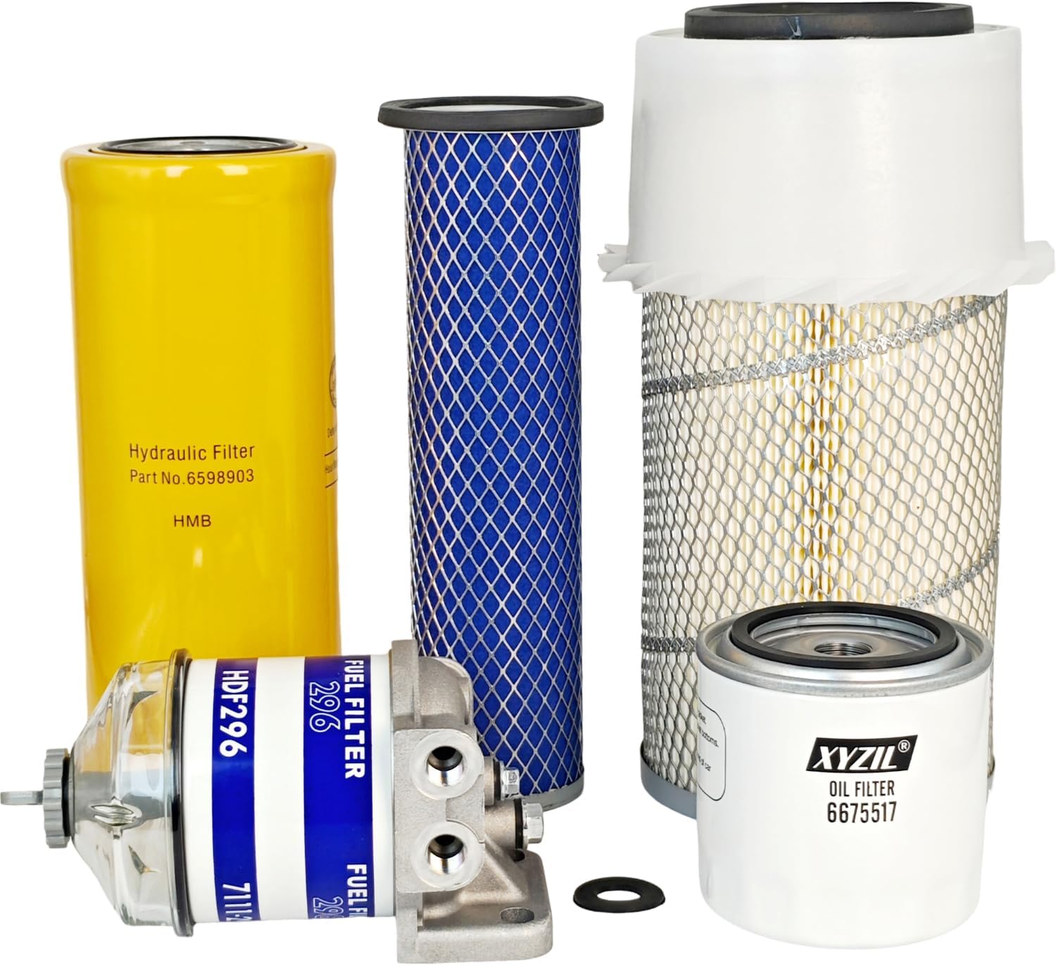 XYZIL Maintenance Filter Kit Compatible with Bobcat 643 645 731 741 743 843 Skid Steer Loader 1213 Wheel Loader 6598492 6598362 6668819 6675517 6560348 3885315 Outer Inner Air Engine Oil Fuel HYD