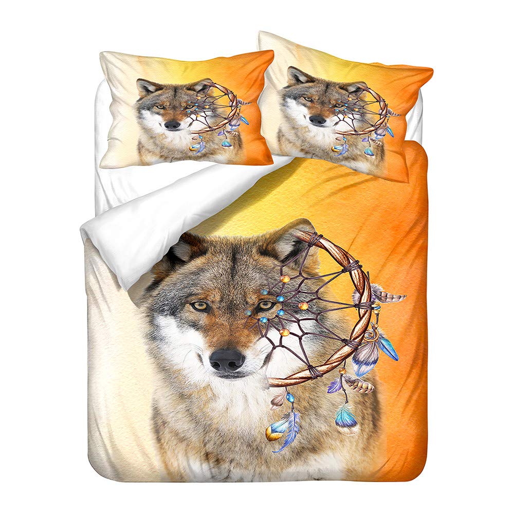 Parure de lit loup 3 pièces en microfibre douce pour chambre d'adolescent