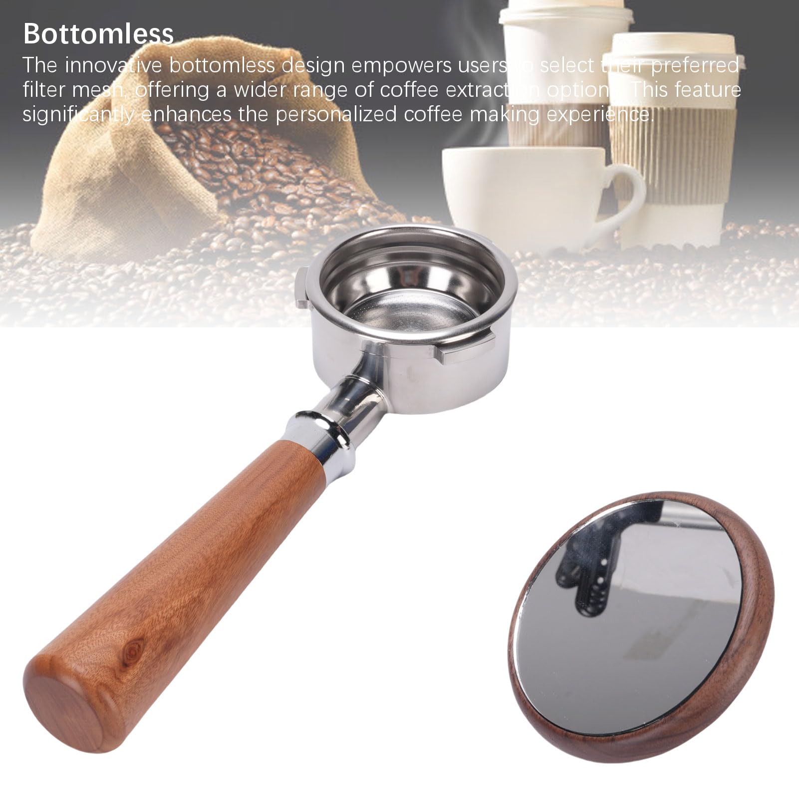 Portafiltro de café Premium de Acero Inoxidable sin Fondo de 58 Mm, Ajuste Universal para Petrus para Amantes del café y Baristas