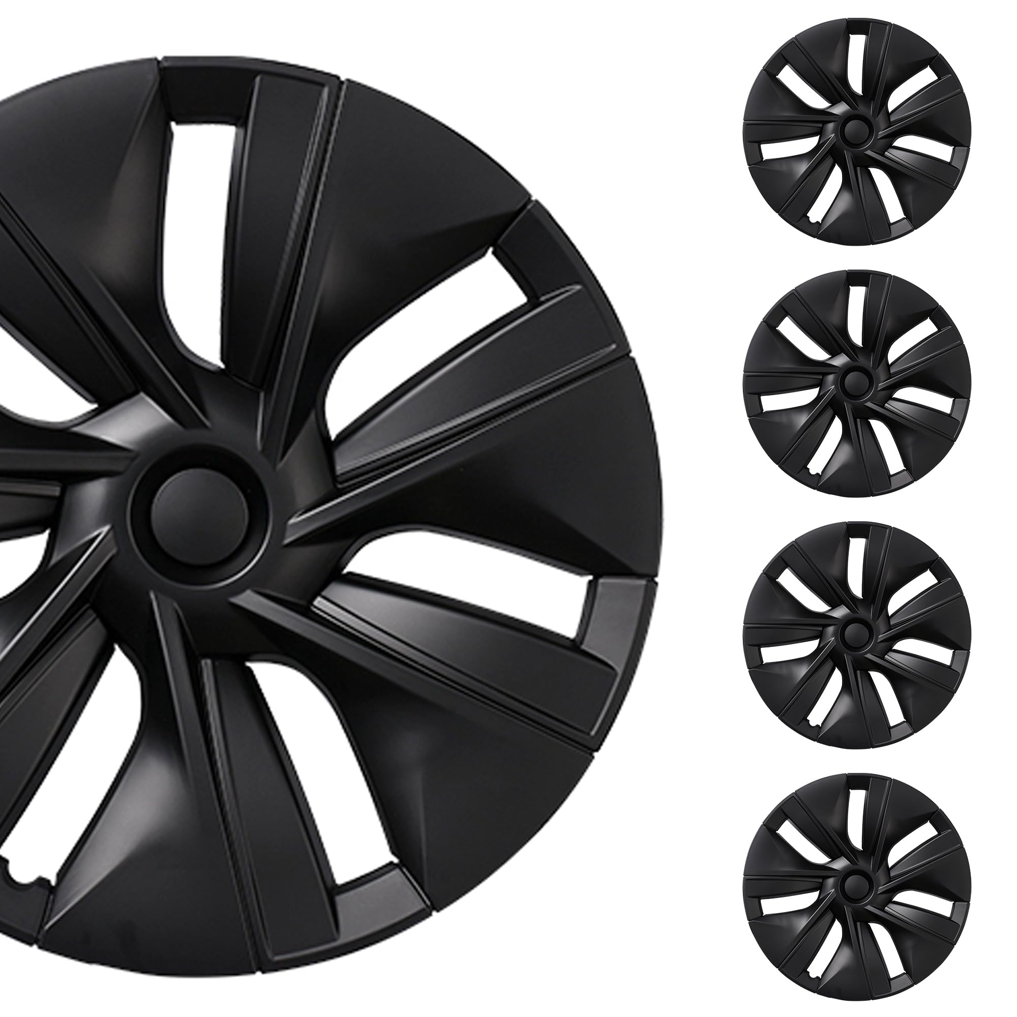 Matte Black Hubcap Wheel Cover Replacement Kit Compatible with Model Y, 19" Hub Caps Wheel Rim Cover Protector Car Exterior Accessories Pack of 4, 19 inches