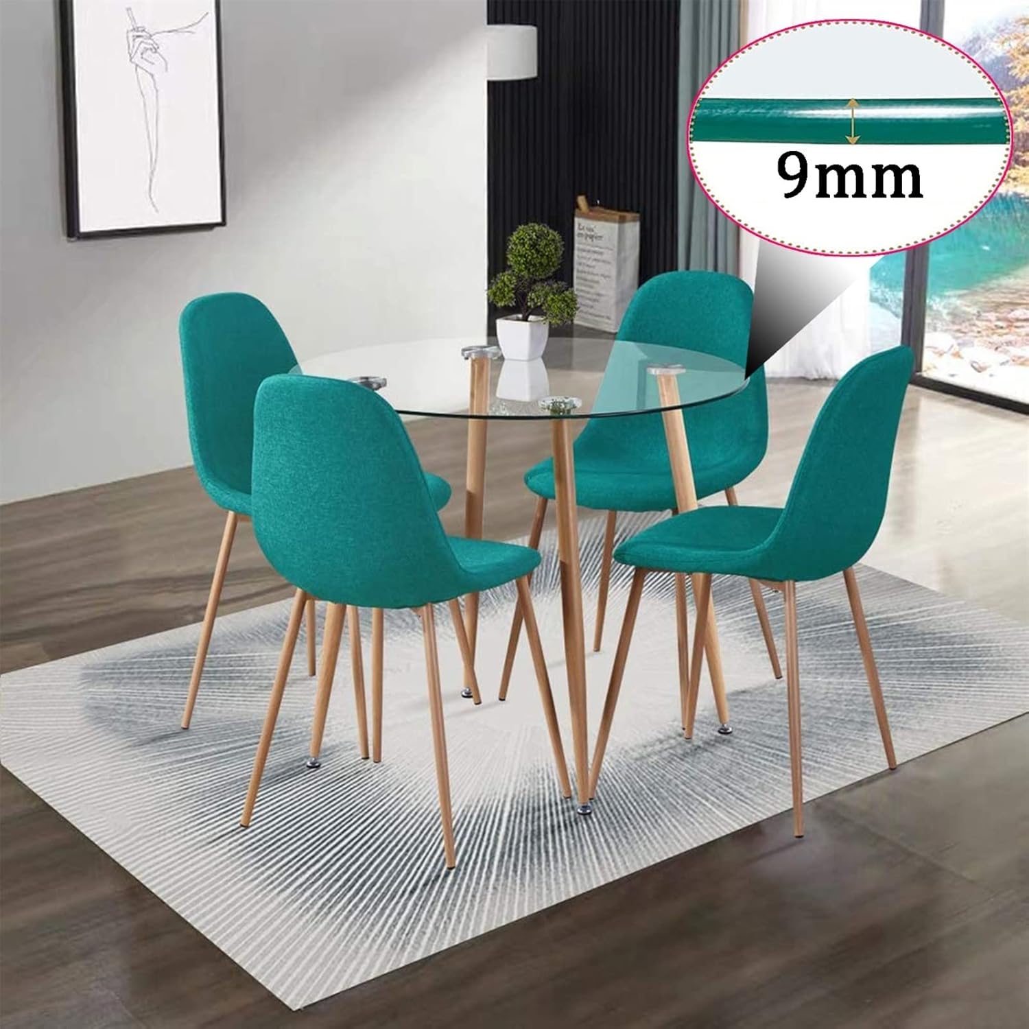Round Tempered Glass Top - Polished Edge Plate Glass,Ø 500mm 600mm 700mm 800mm, 9mm Thick, with Nonslip Pad, Dining Table/Coffee Table/Desk Clear Table Top (Color : Clear, Size : 58CM (23IN))