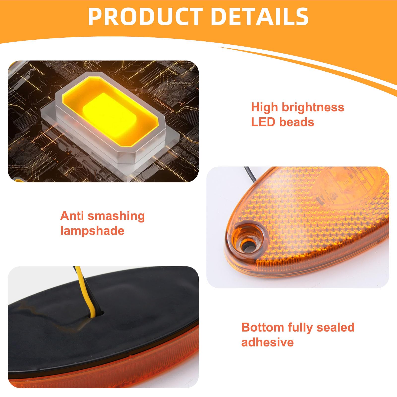 Nazaz Begrenzingslamp amber 12 V led zijmarkeringslicht, positielamp